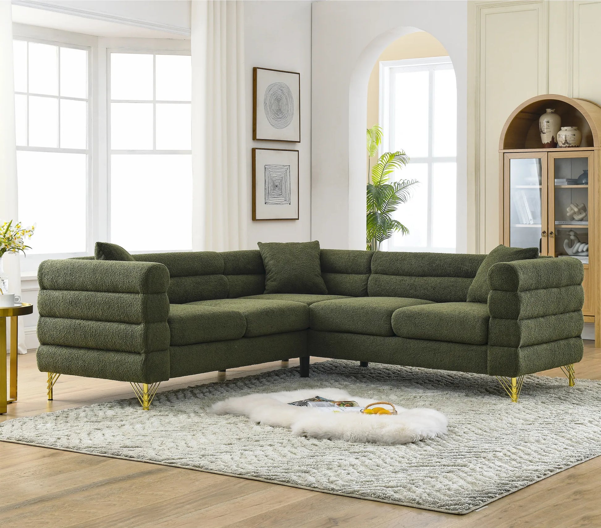 81.5" 5-Seater Teddy L-Shaped Corner Sectional Sofa