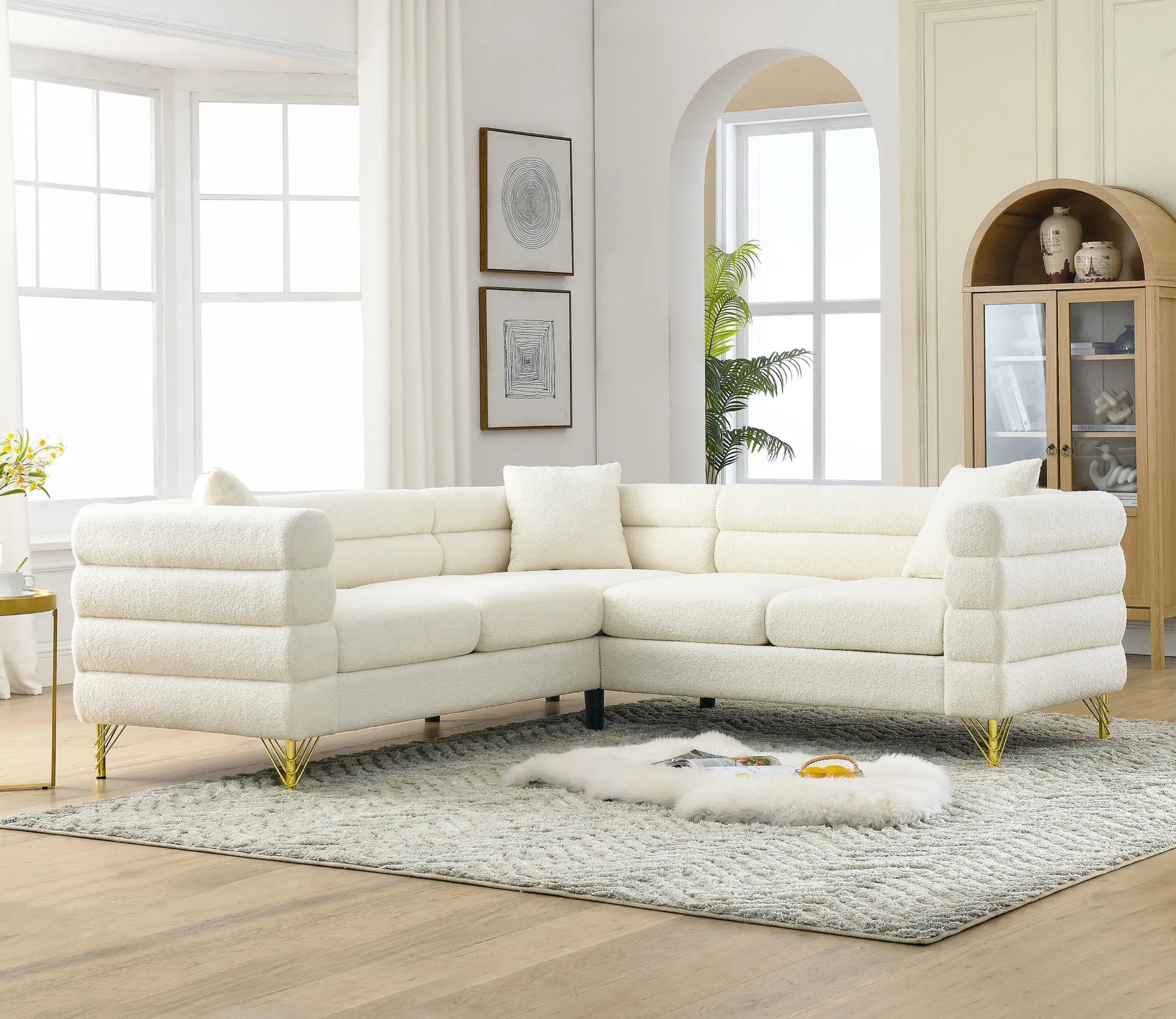 81.5" 5-Seater Teddy L-Shaped Corner Sectional Sofa
