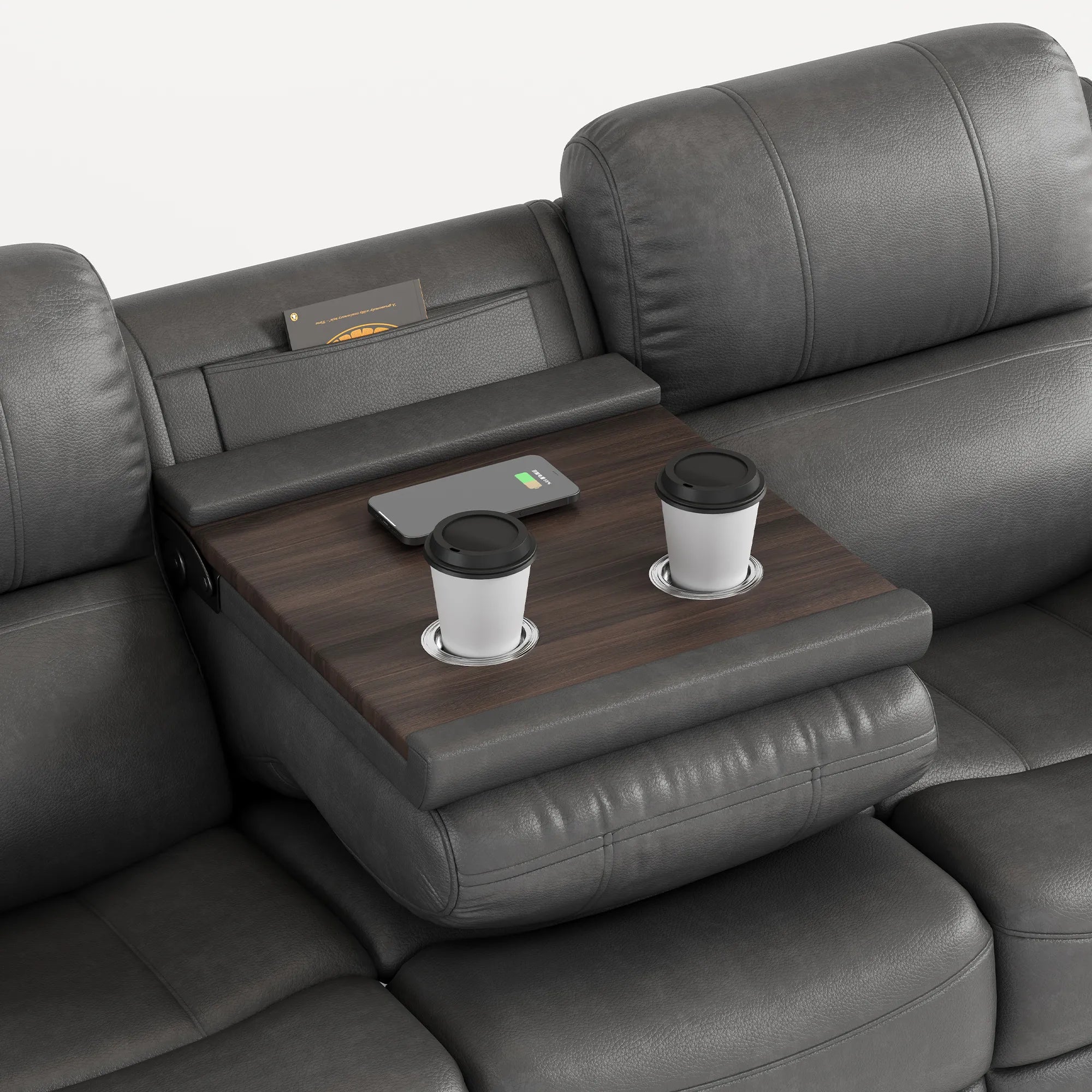 83“ Fabric Power Recliner Sofa with Wireless Charger and Cupholder