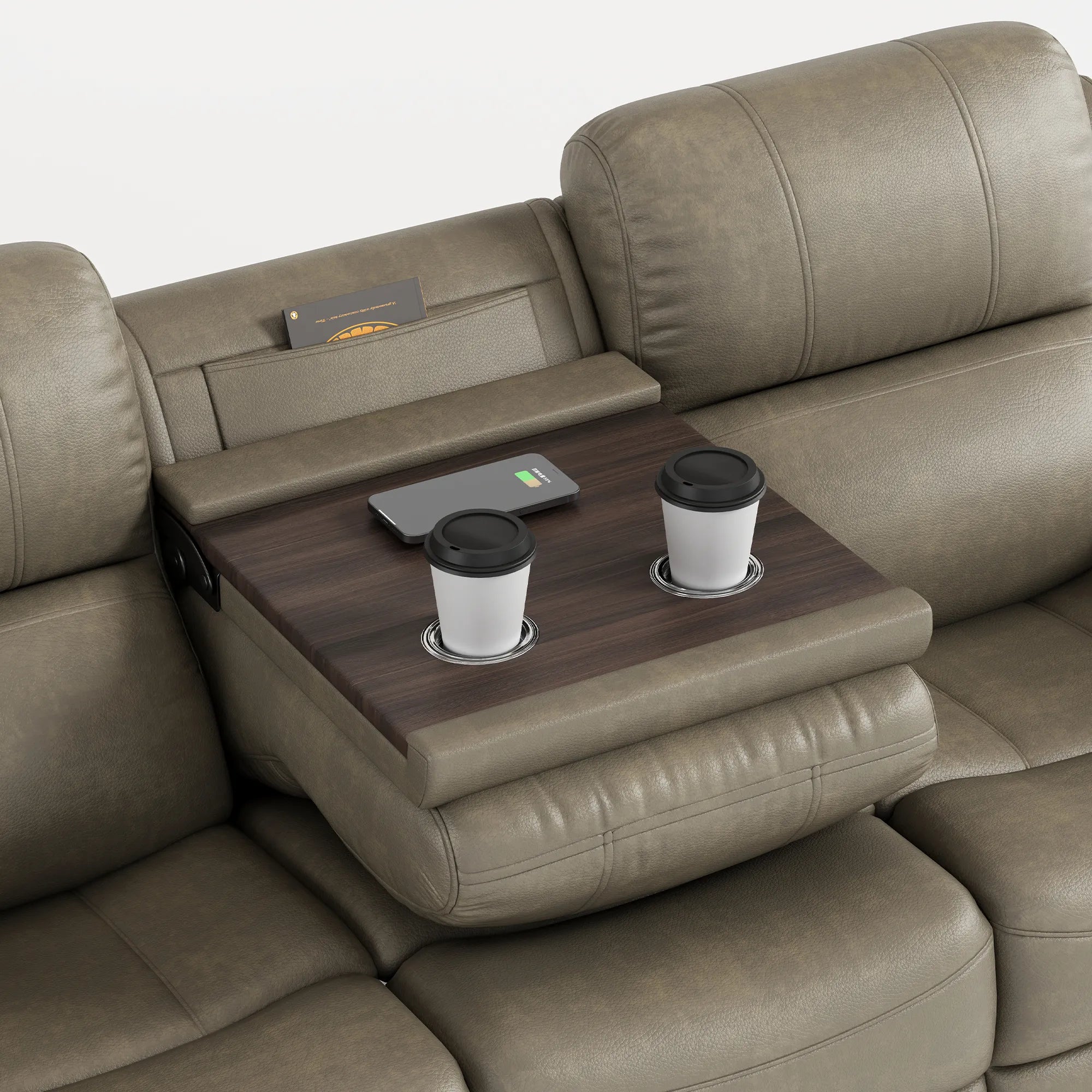 83“ Fabric Power Recliner Sofa with Wireless Charger and Cupholder
