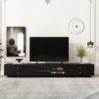 86" Long TV Stand with Fluted Glass Doors