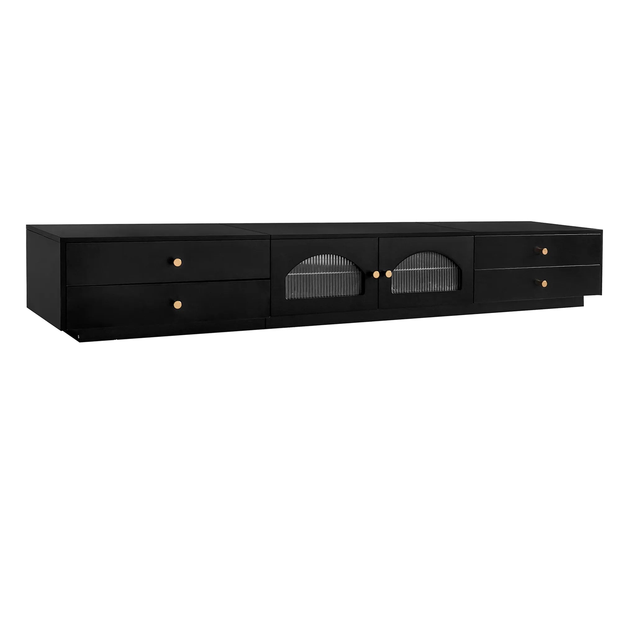 86" Long TV Stand with Fluted Glass Doors