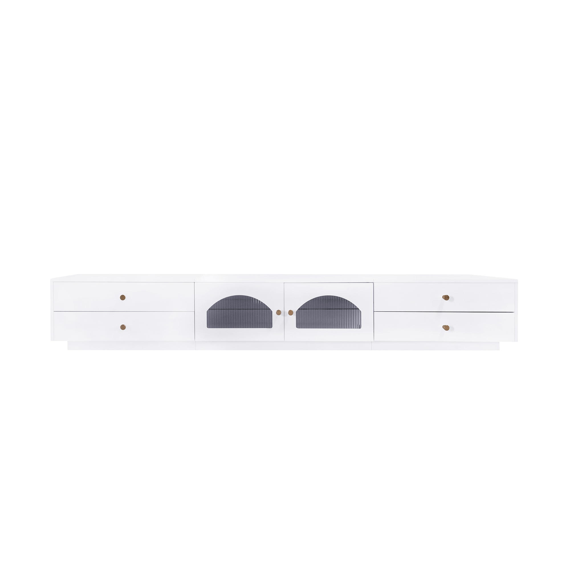 86" Long TV Stand with Fluted Glass Doors