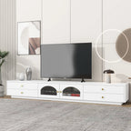 86" Long TV Stand with Fluted Glass Doors