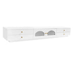 86" Long TV Stand with Fluted Glass Doors