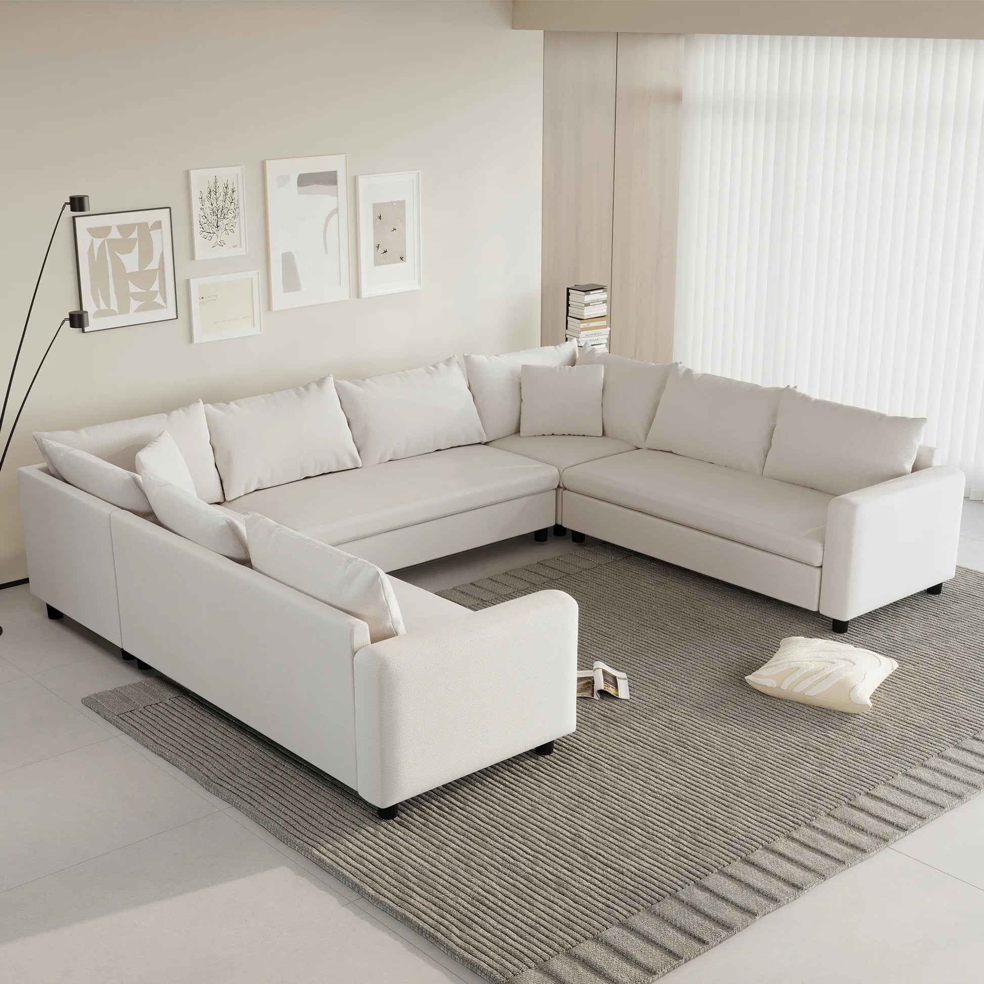 8 Seater U Shaped Minimalist Modular Sectional Sofa