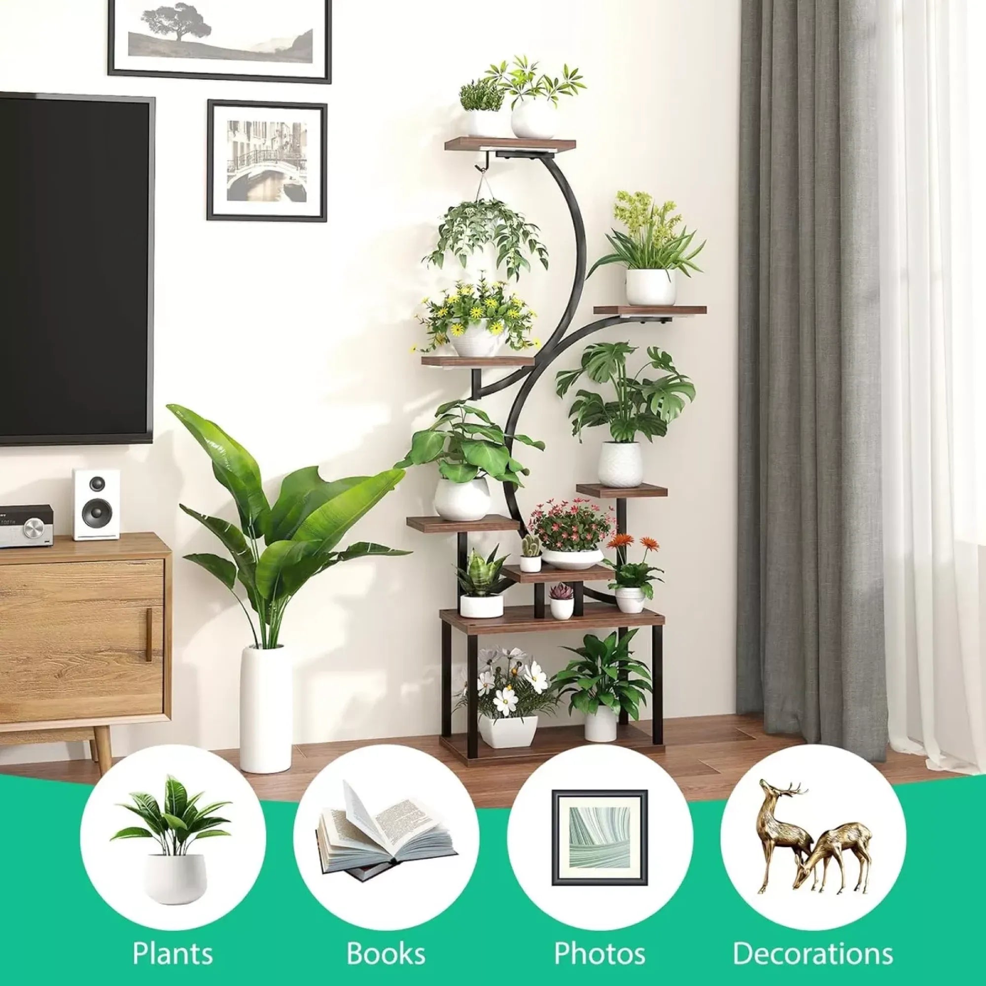8 Tier Indoor Plant Stand Display Shelf With Light