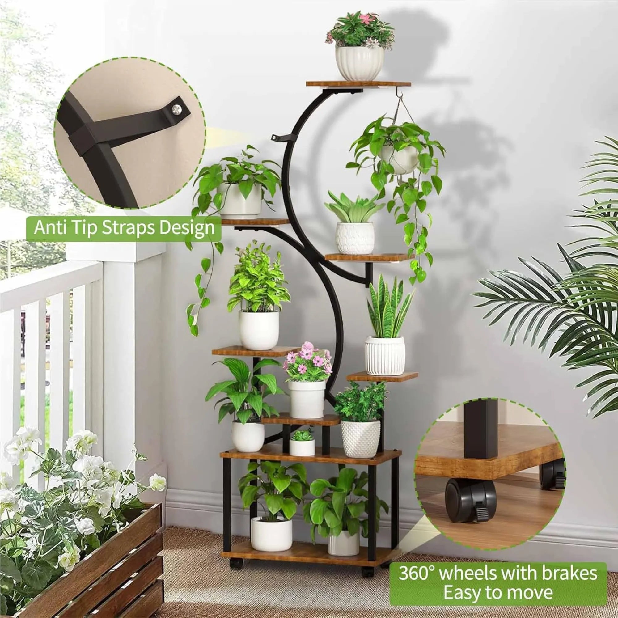 8 Tier Indoor Plant Stand Display Shelf With Light