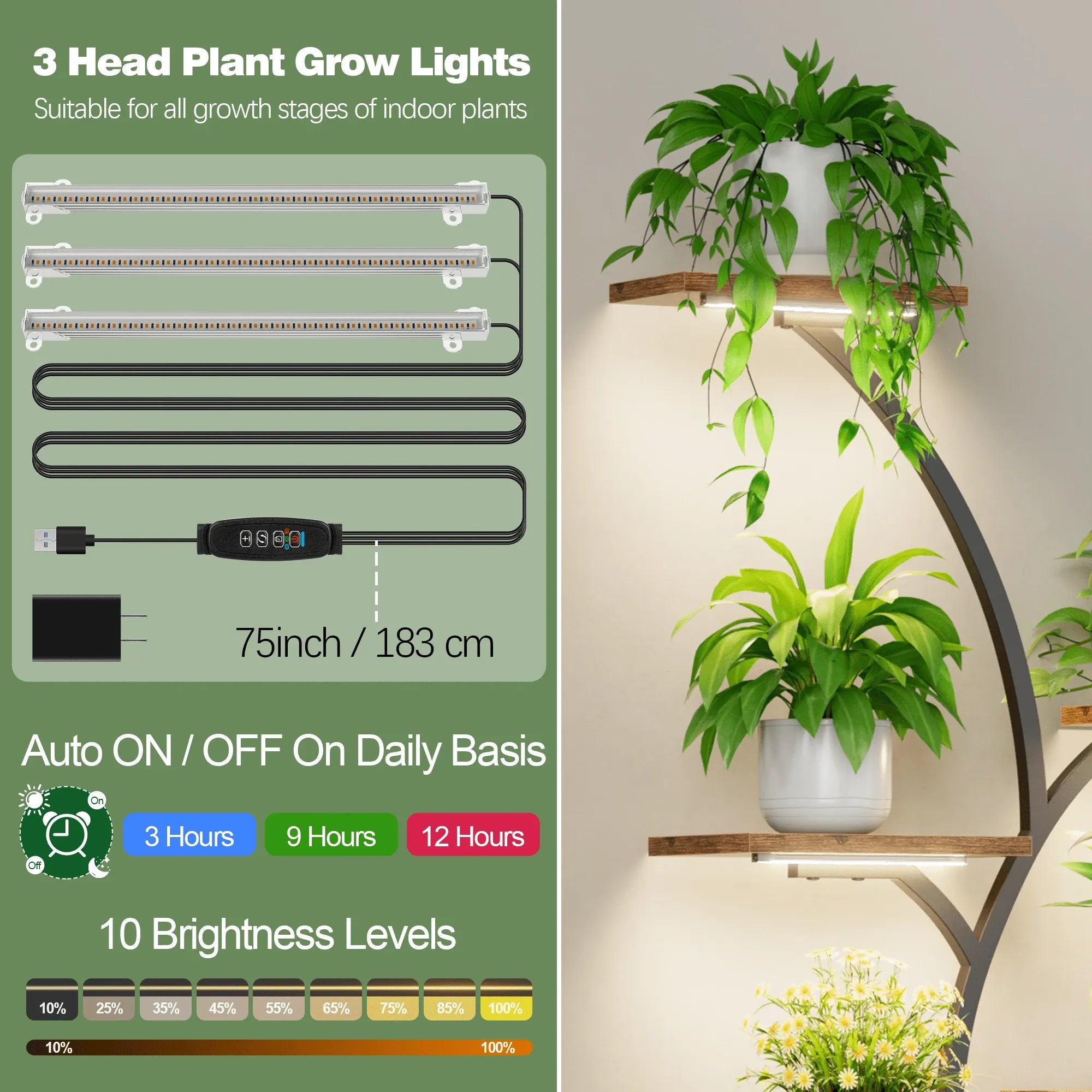 8 Tier Indoor Plant Stand Display Shelf With Light