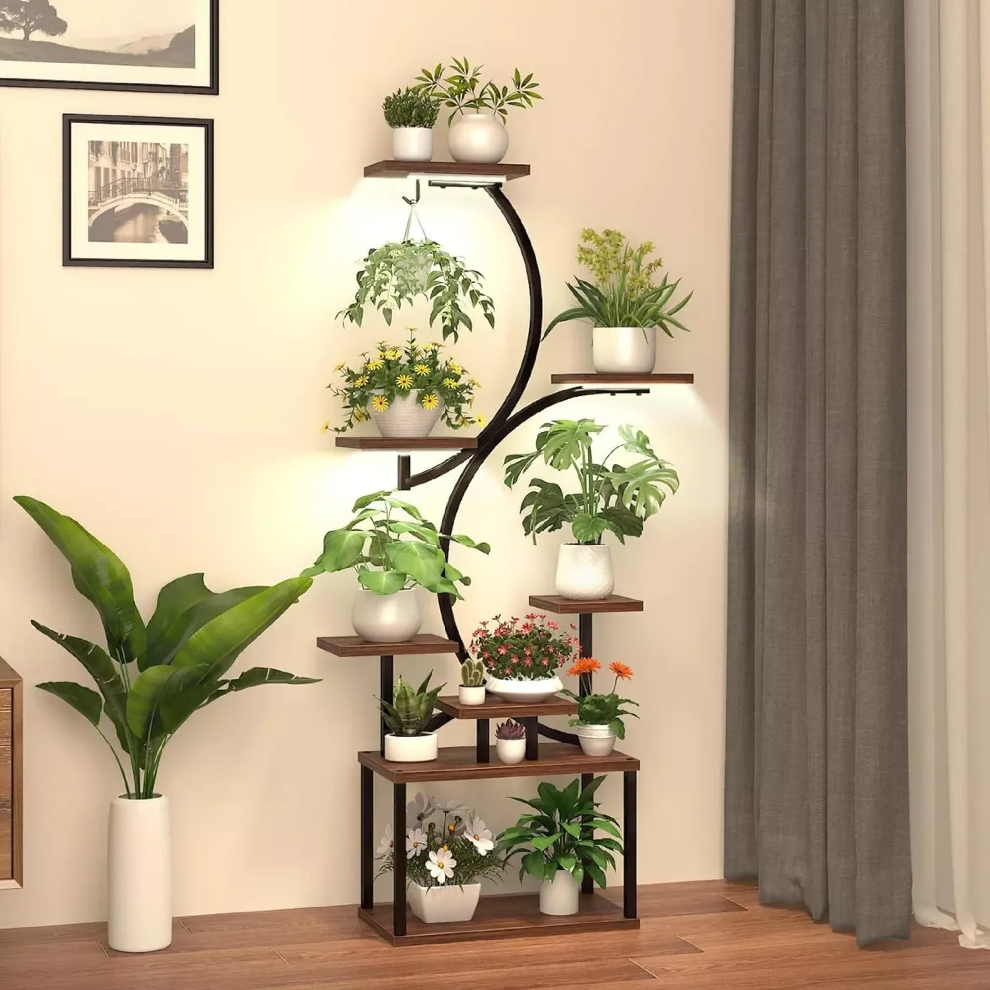 8 Tier Indoor Plant Stand Display Shelf With Light