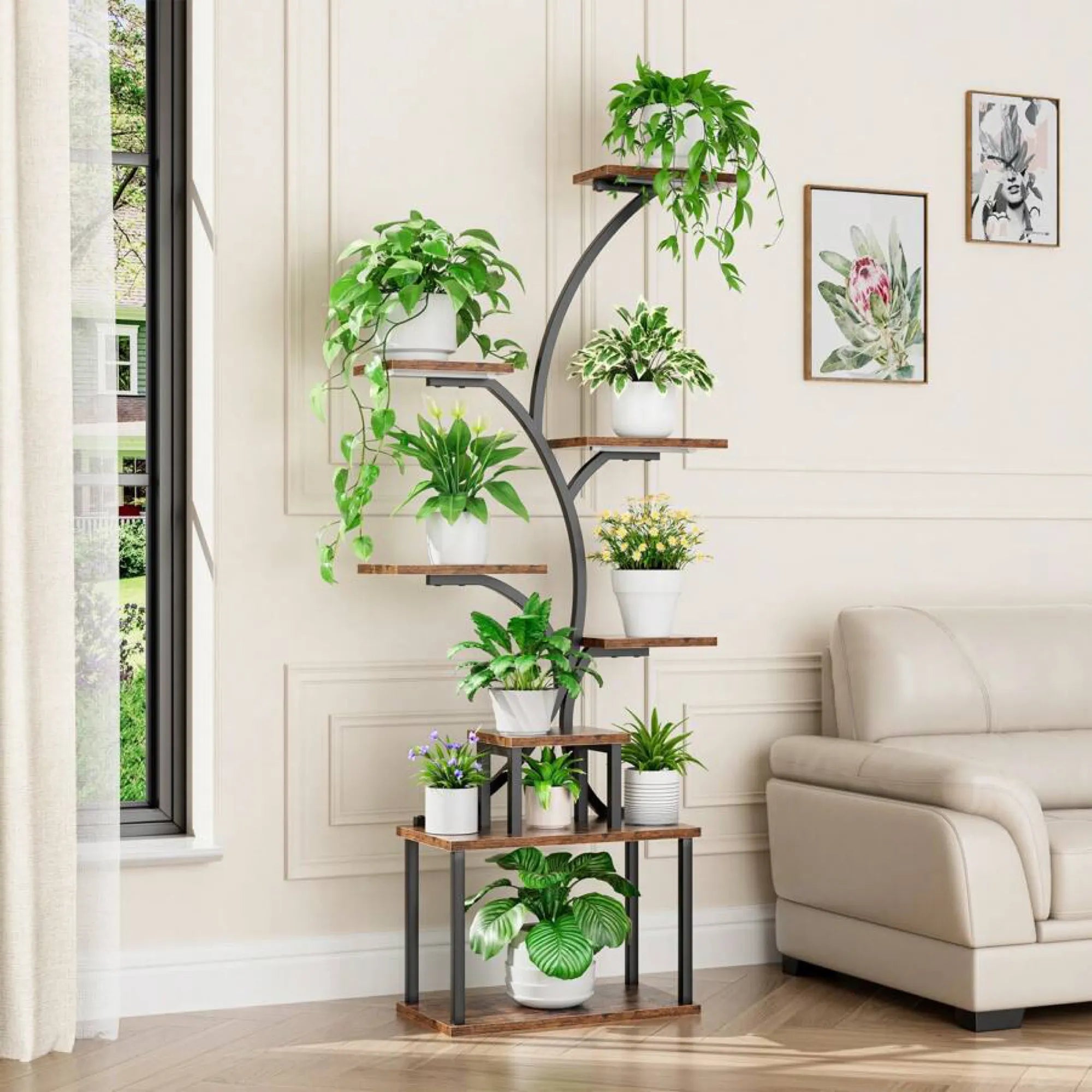8 Tier Indoor Plant Stand Display Shelf With Light