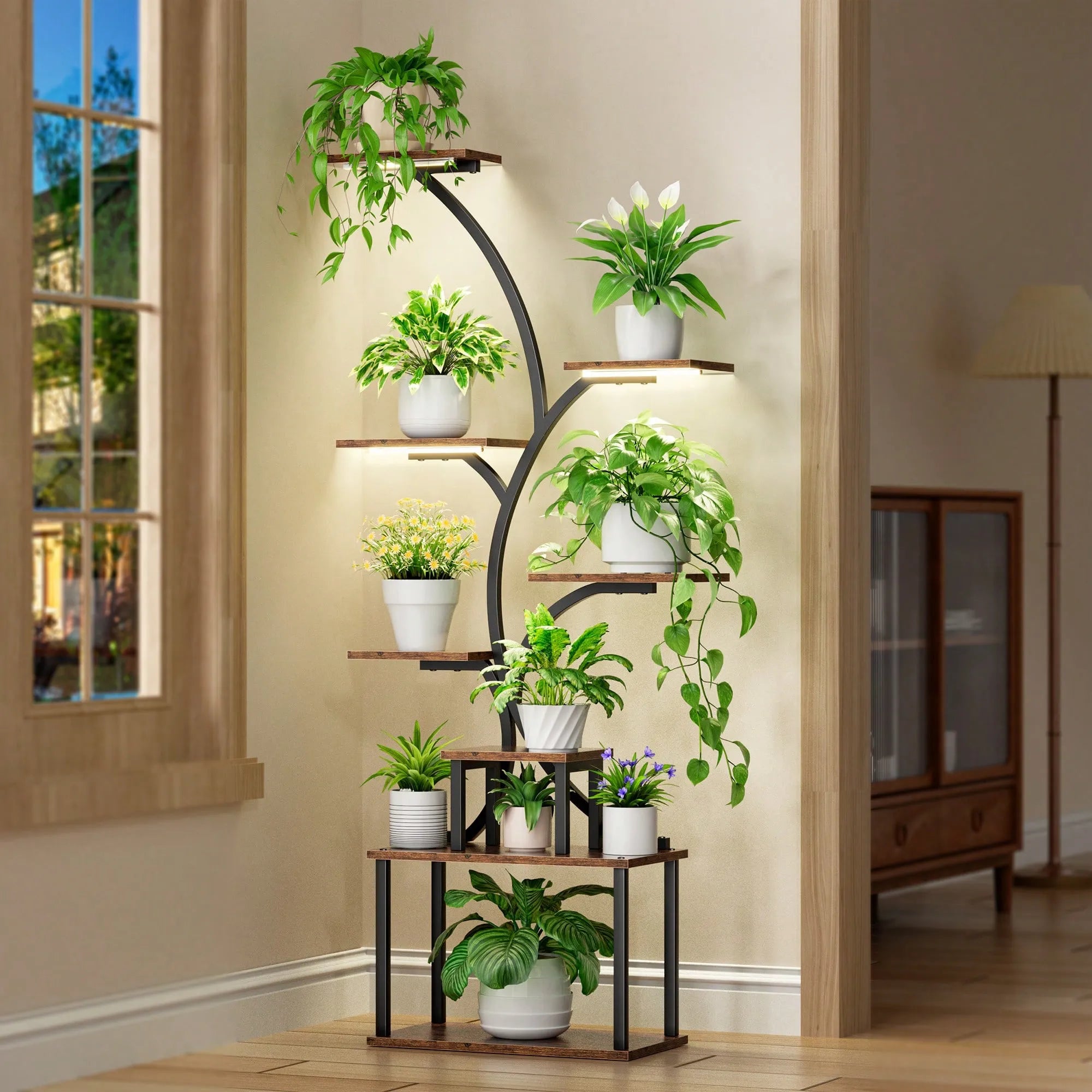 8 Tier Indoor Plant Stand Display Shelf With Light