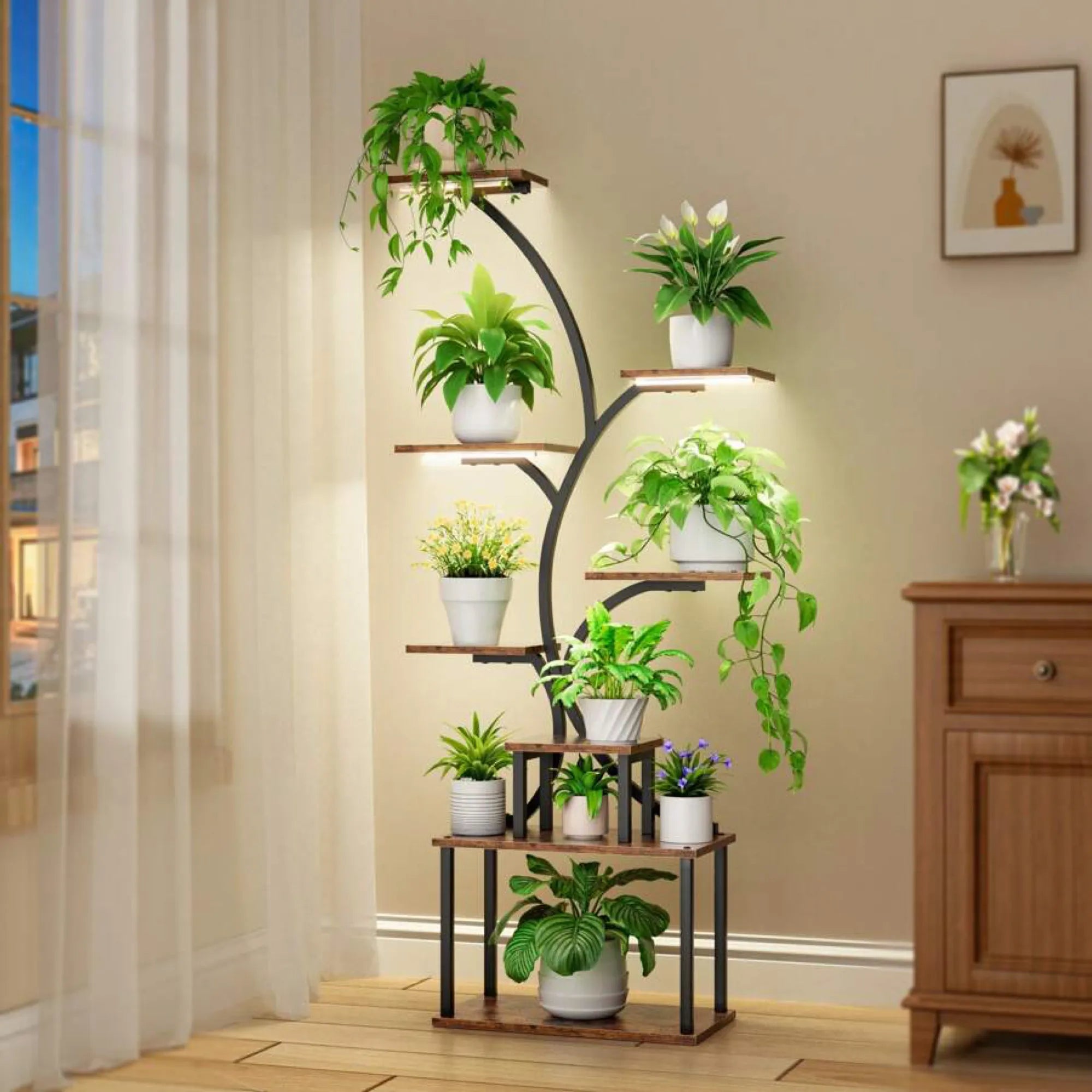8 Tier Indoor Plant Stand Display Shelf With Light