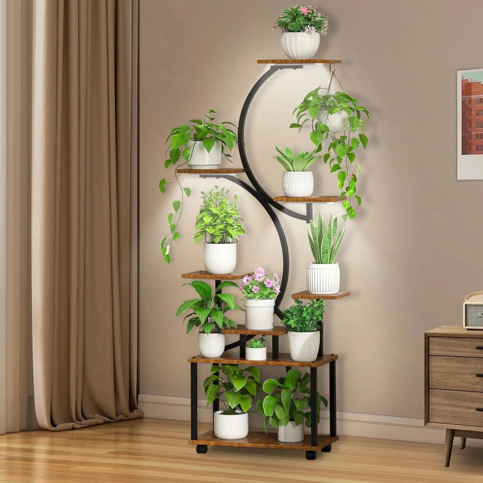 8 Tier Indoor Plant Stand Display Shelf With Light