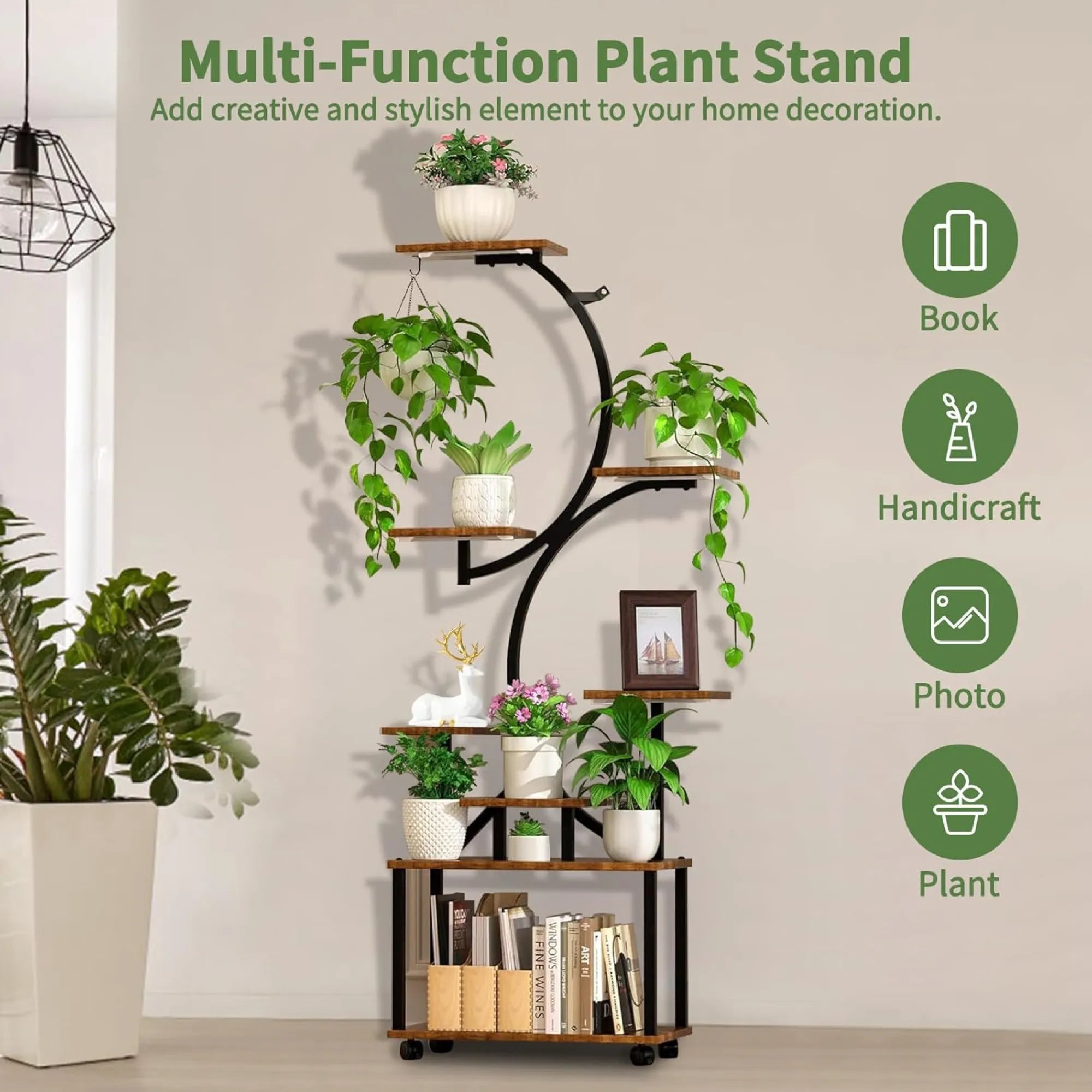 8 Tier Indoor Plant Stand Display Shelf With Light