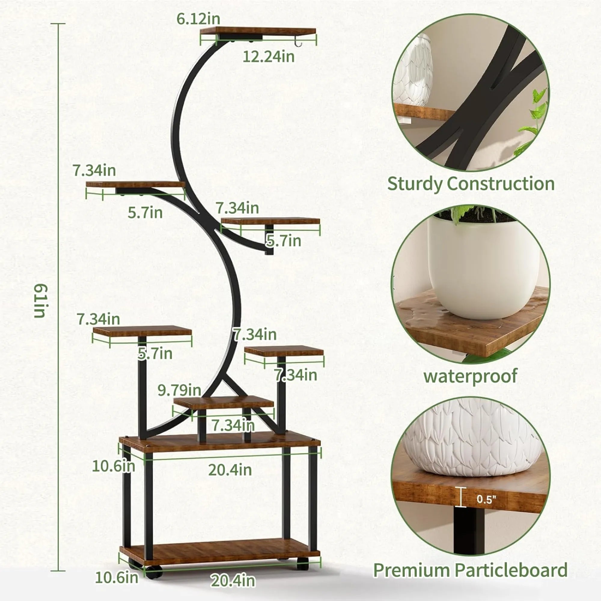 8 Tier Indoor Plant Stand Display Shelf With Light