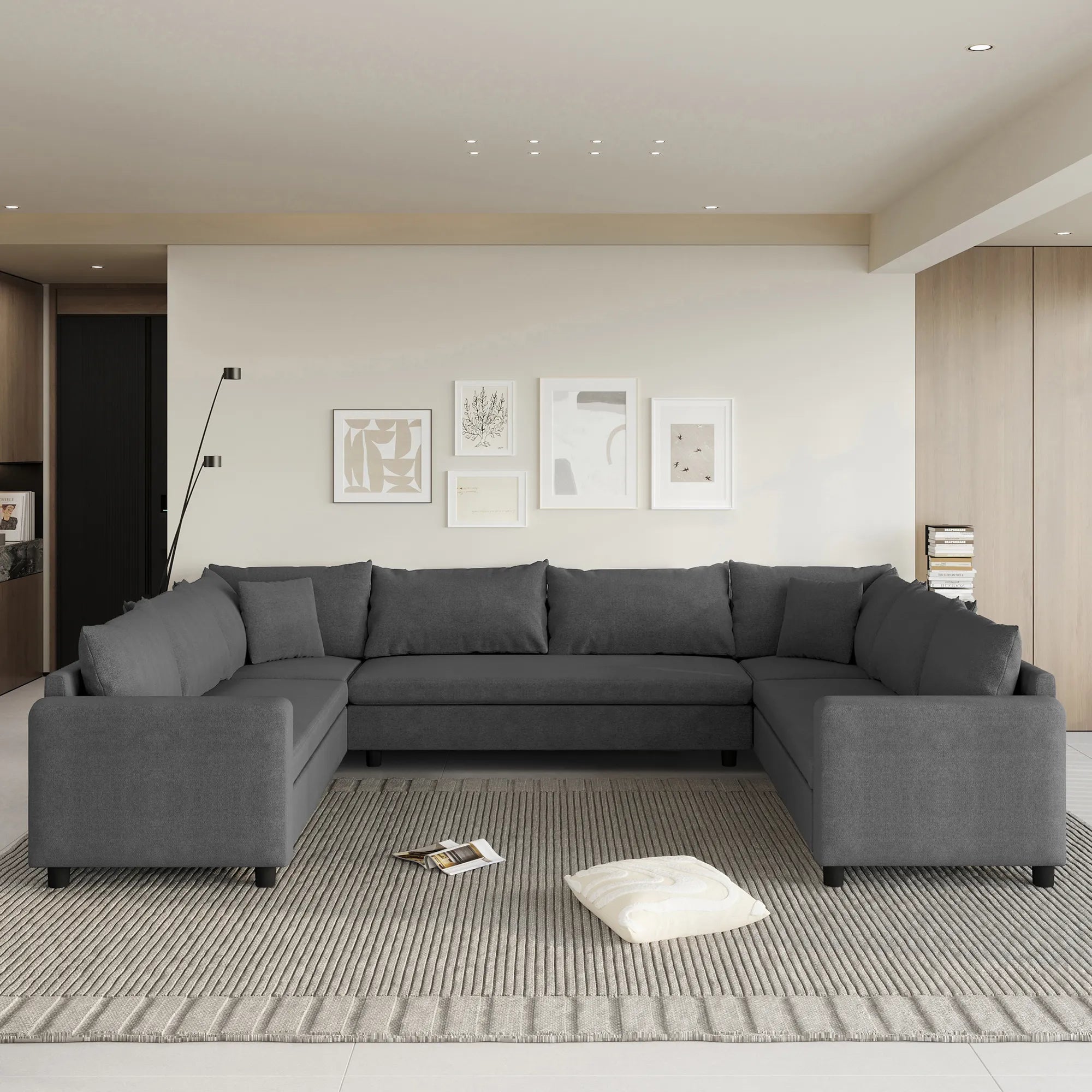 8 Seater U Shaped Minimalist Modular Sectional Sofa