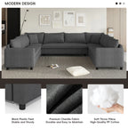 8 Seater U Shaped Minimalist Modular Sectional Sofa