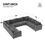8 Seater U Shaped Minimalist Modular Sectional Sofa