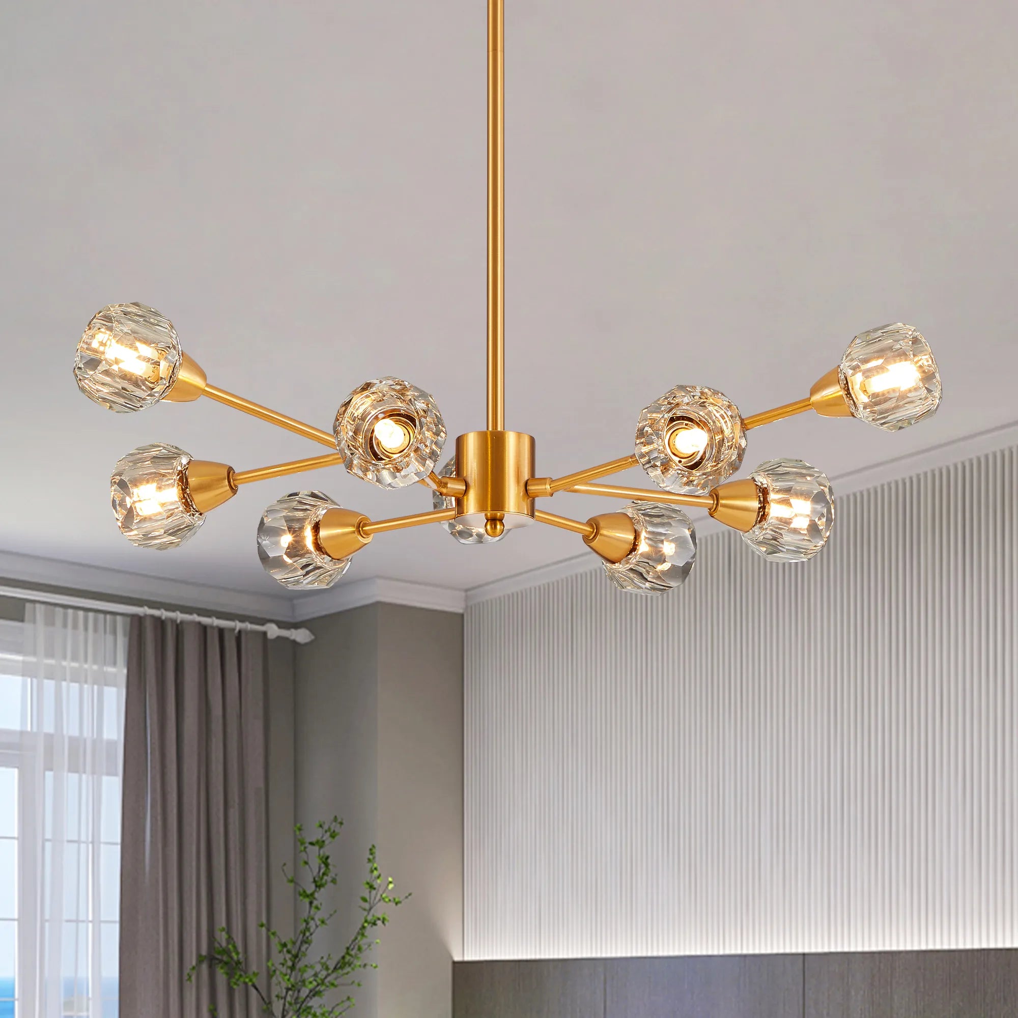 9-Light Modern Iron Crystal Chandelier