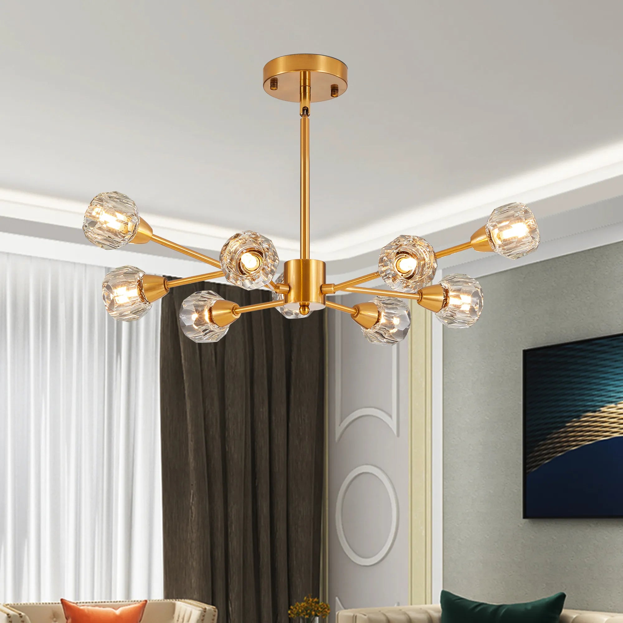 9-Light Modern Iron Crystal Chandelier