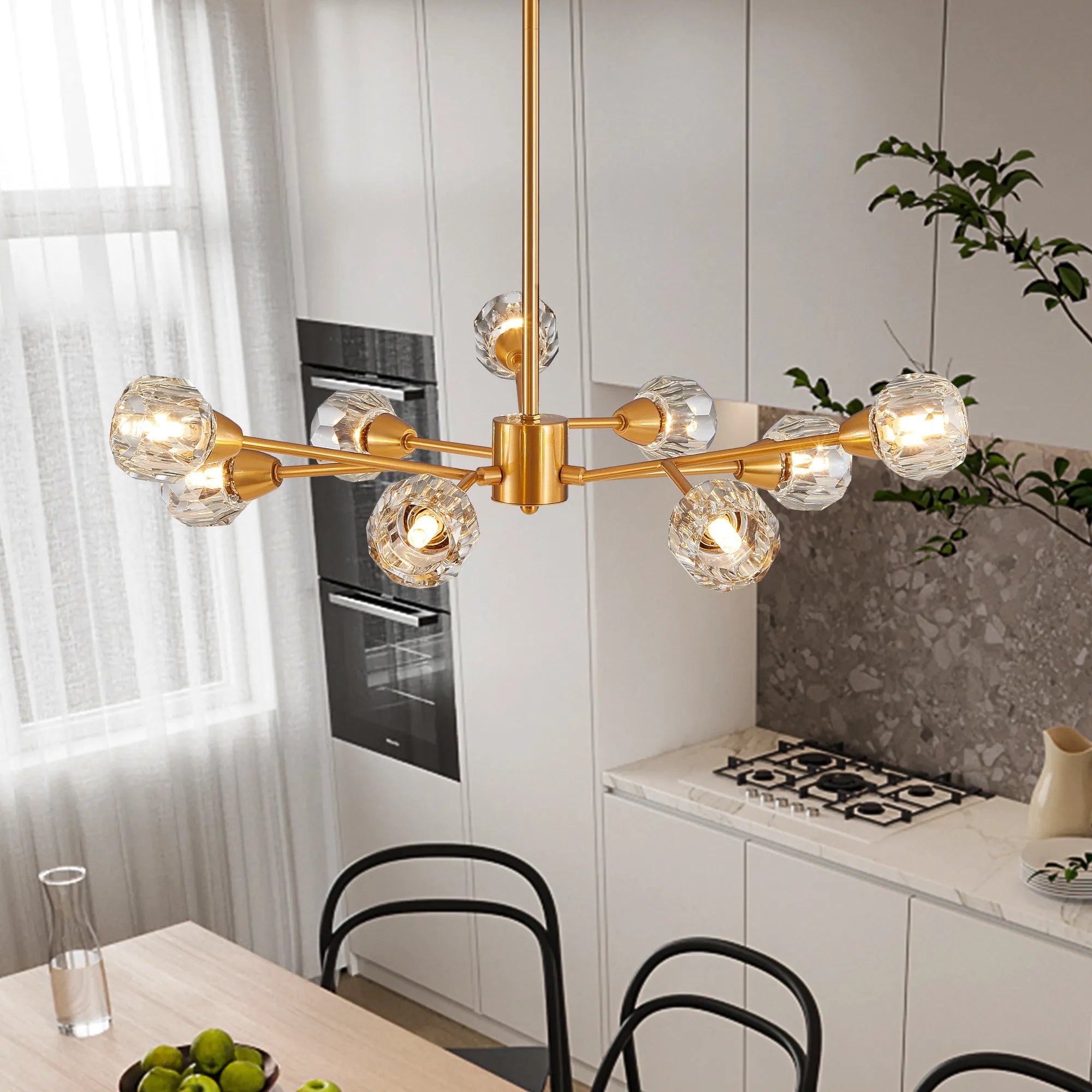 9-Light Modern Iron Crystal Chandelier