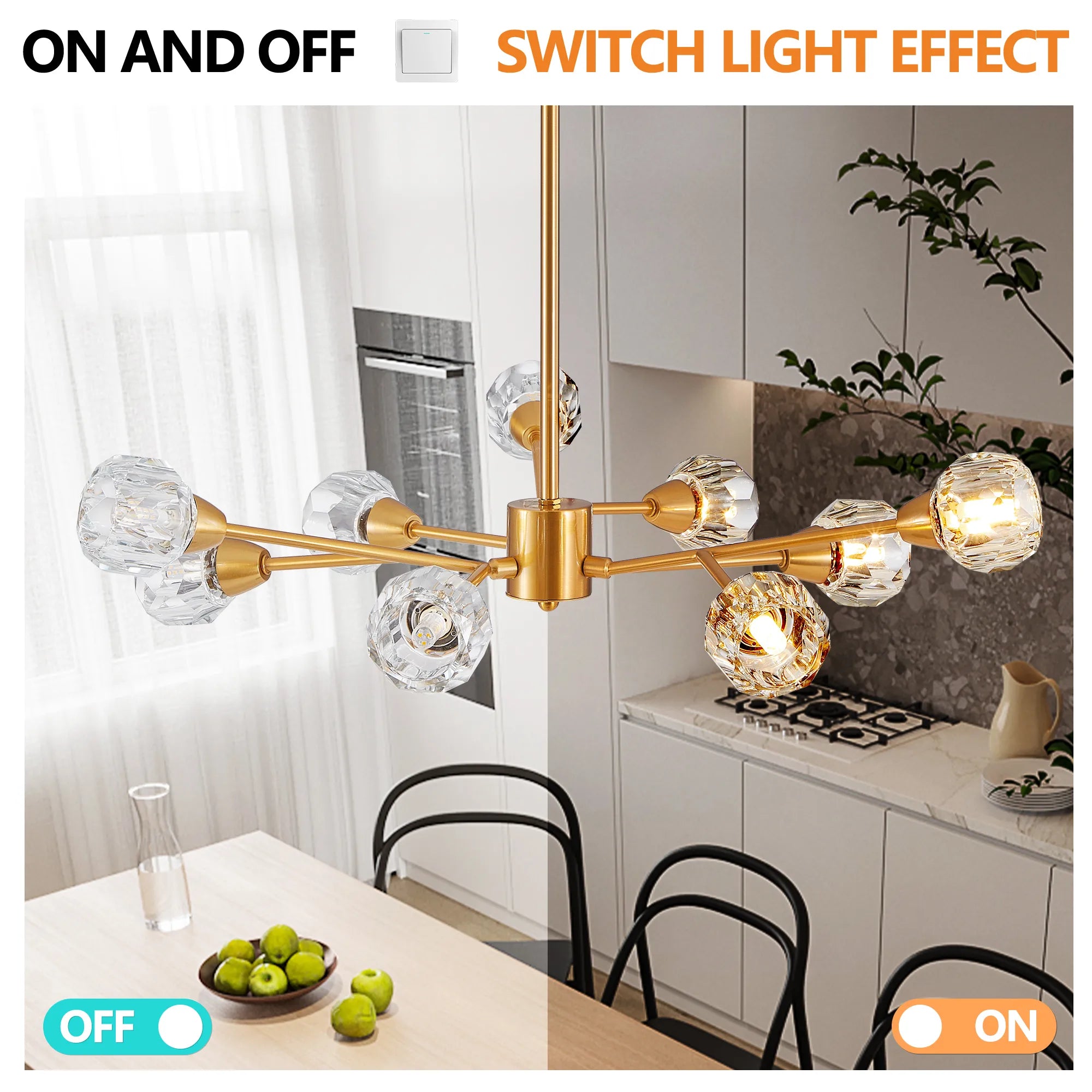 9-Light Modern Iron Crystal Chandelier