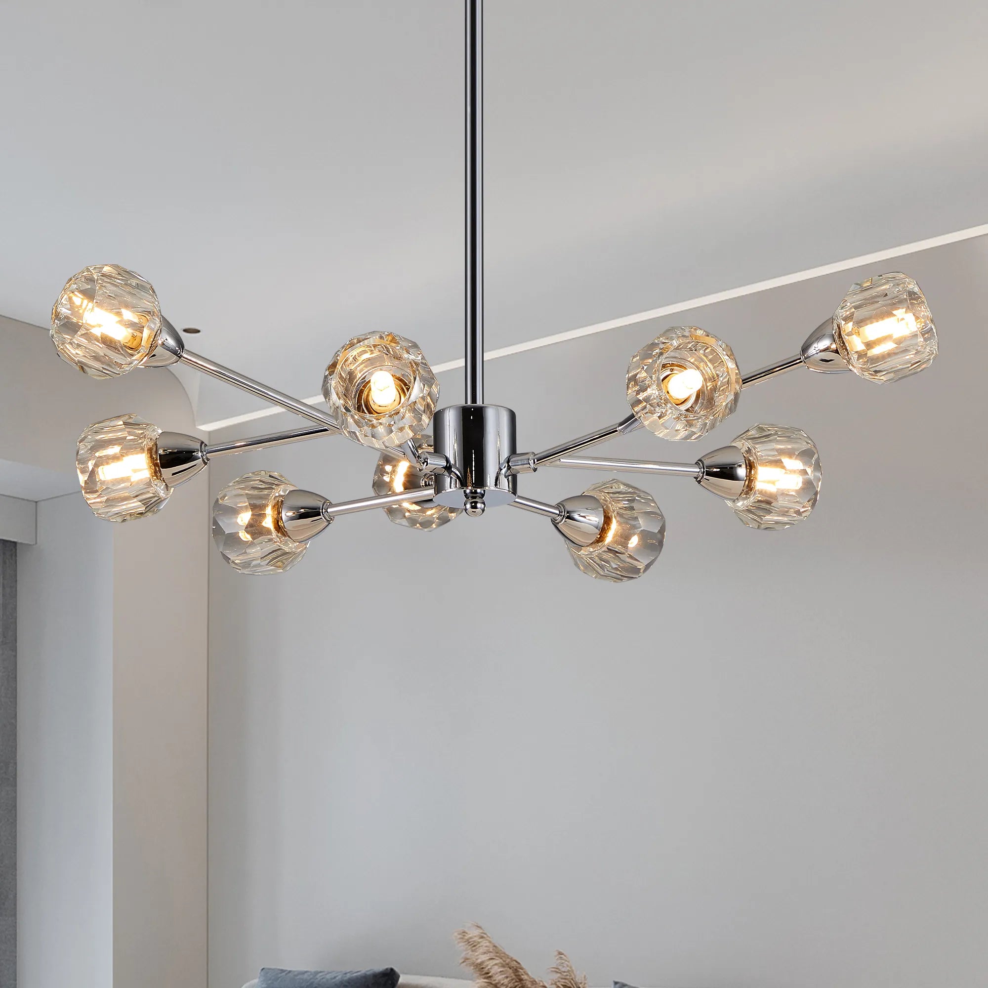 9-Light Modern Iron Crystal Chandelier