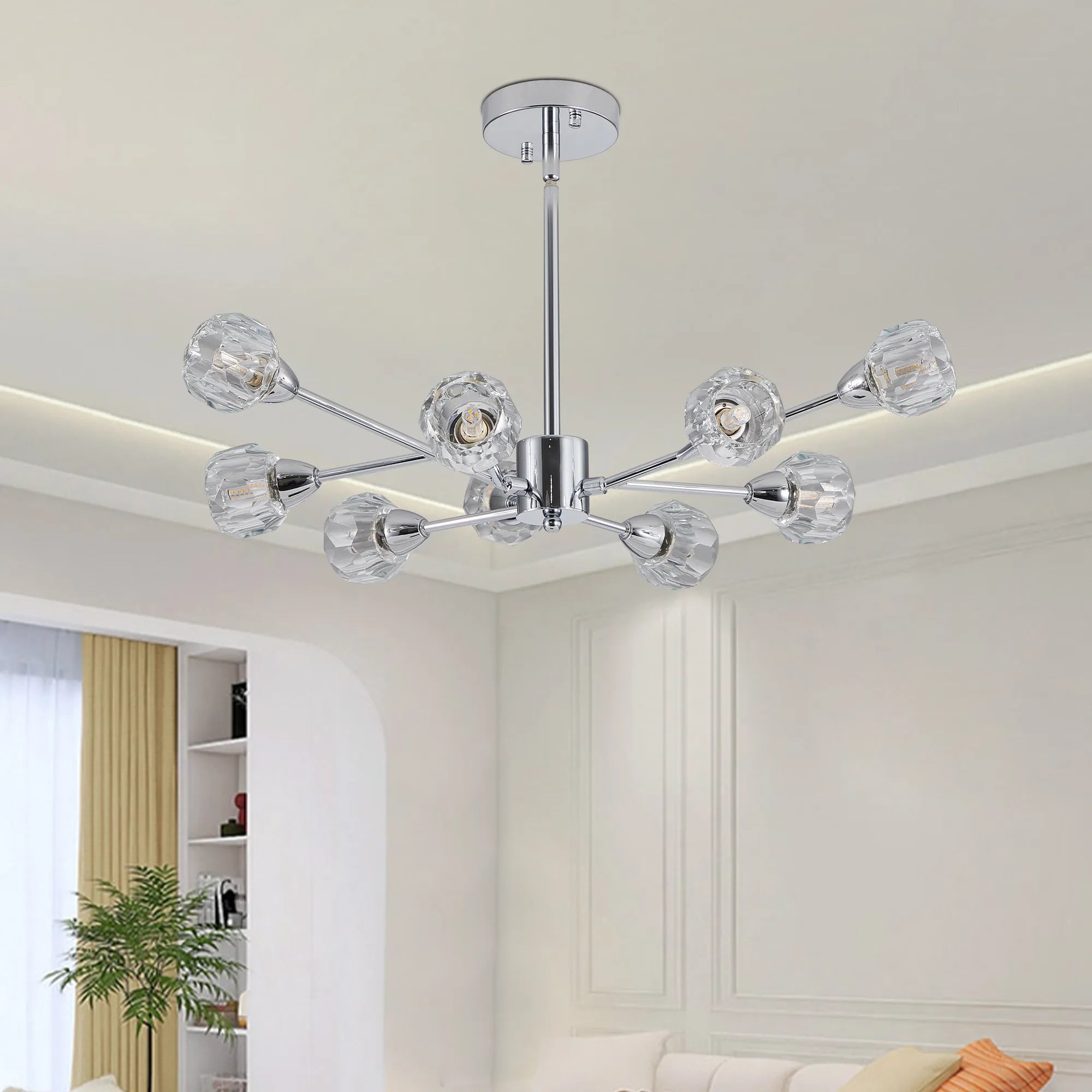 9-Light Modern Iron Crystal Chandelier