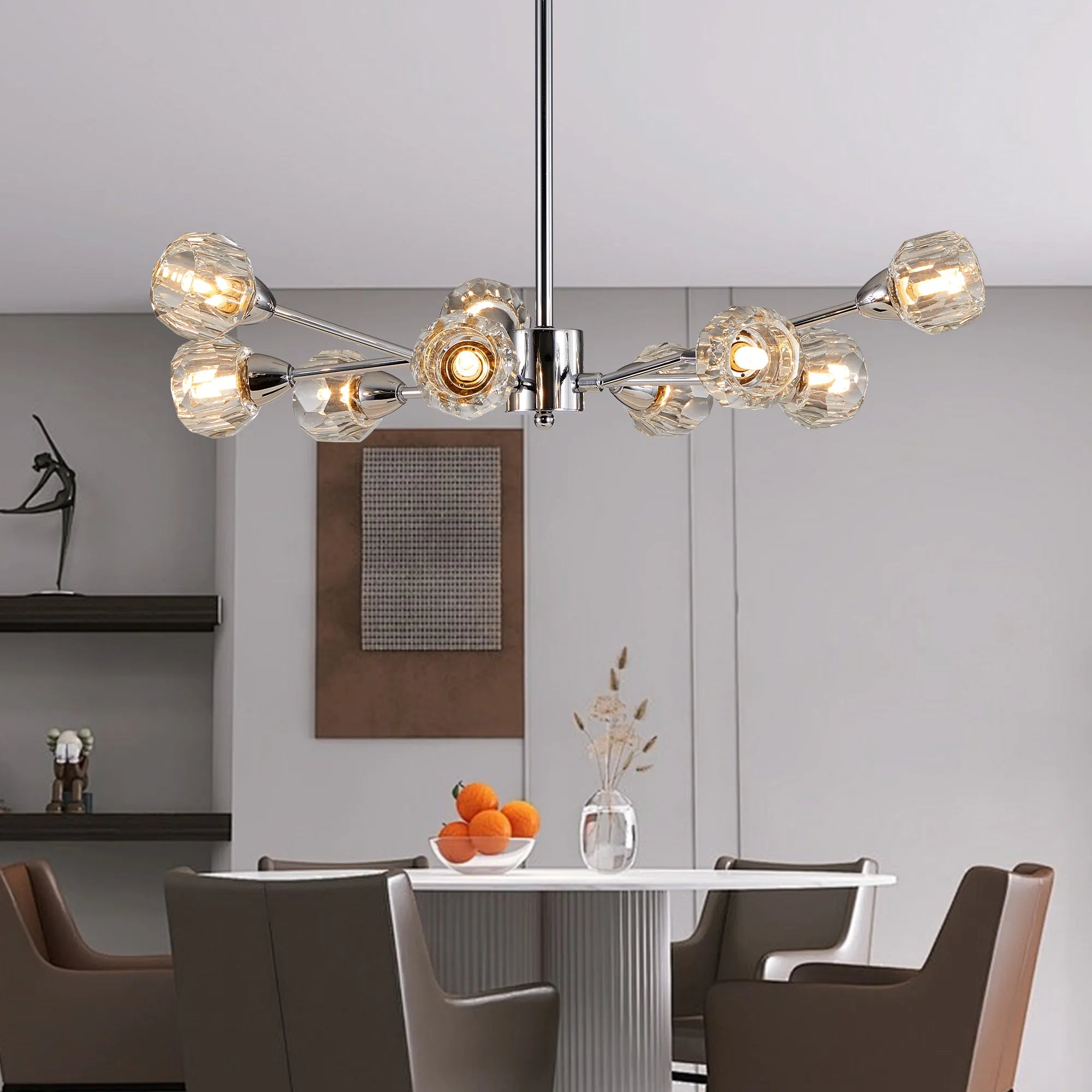 9-Light Modern Iron Crystal Chandelier