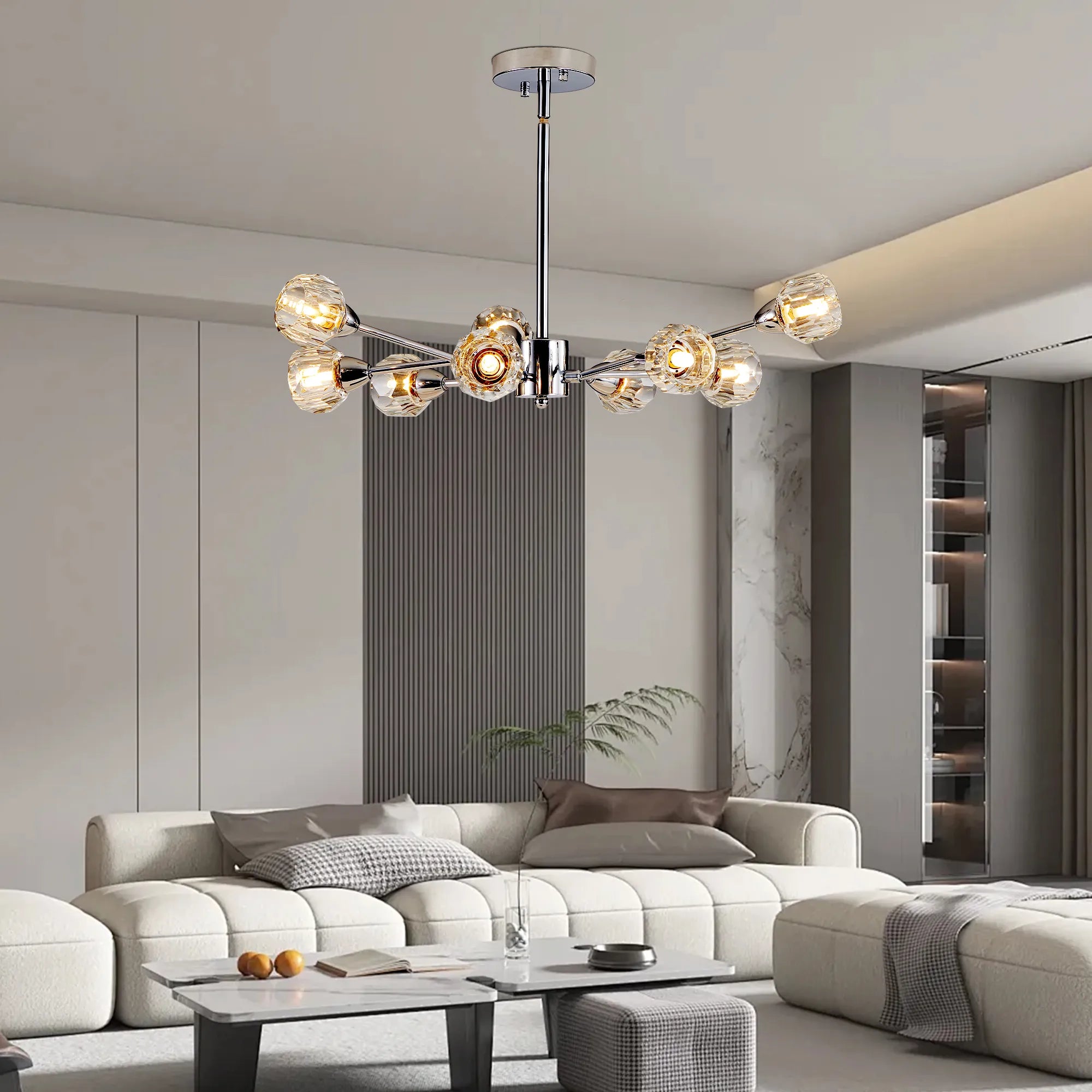 9-Light Modern Iron Crystal Chandelier