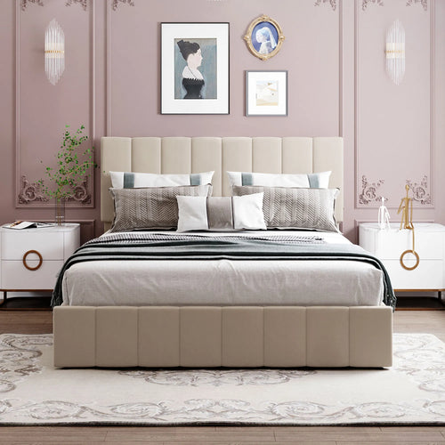 Adele – Upholstered Platform Bed with Hydraulic Storage