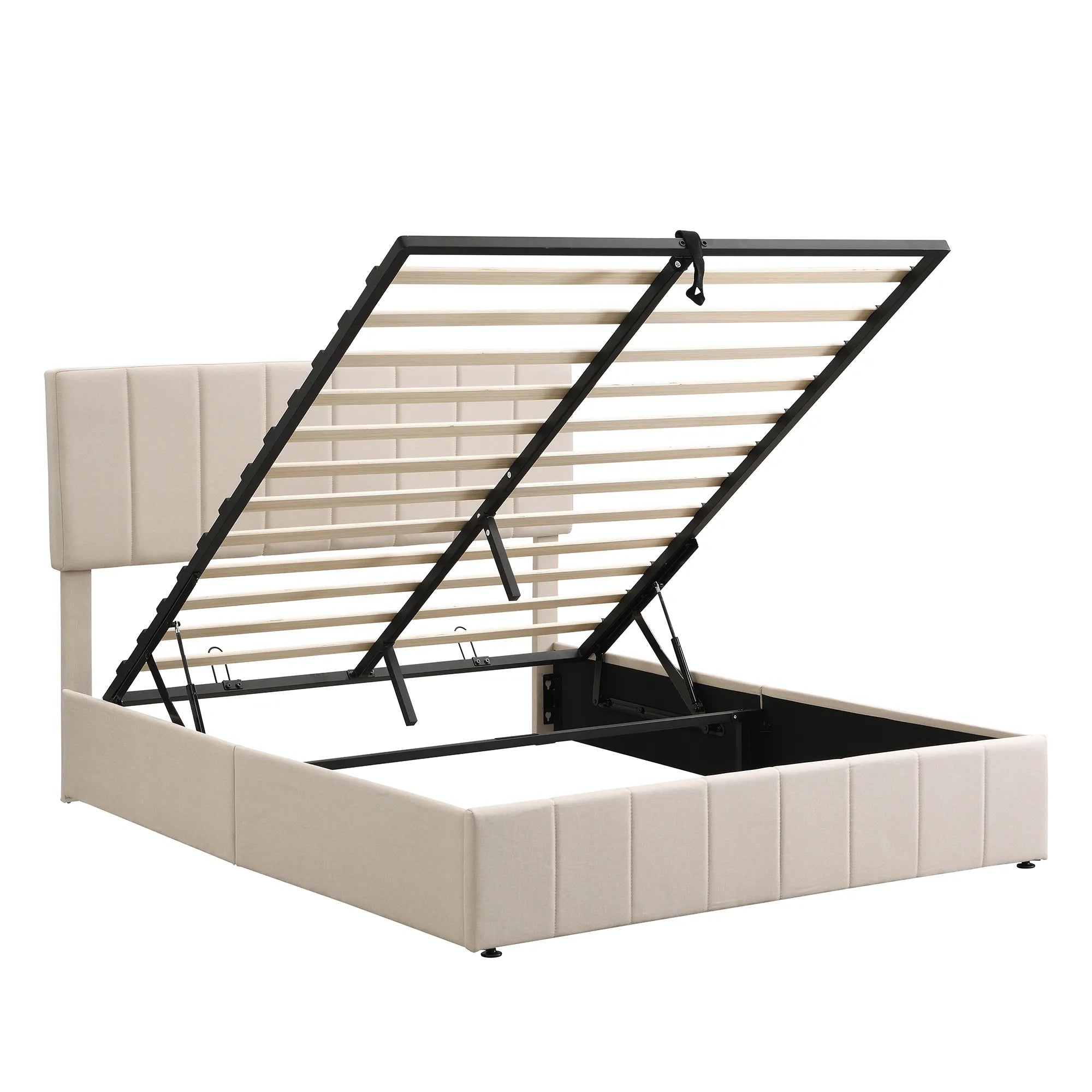 Adele – Upholstered Platform Bed with Hydraulic Storage