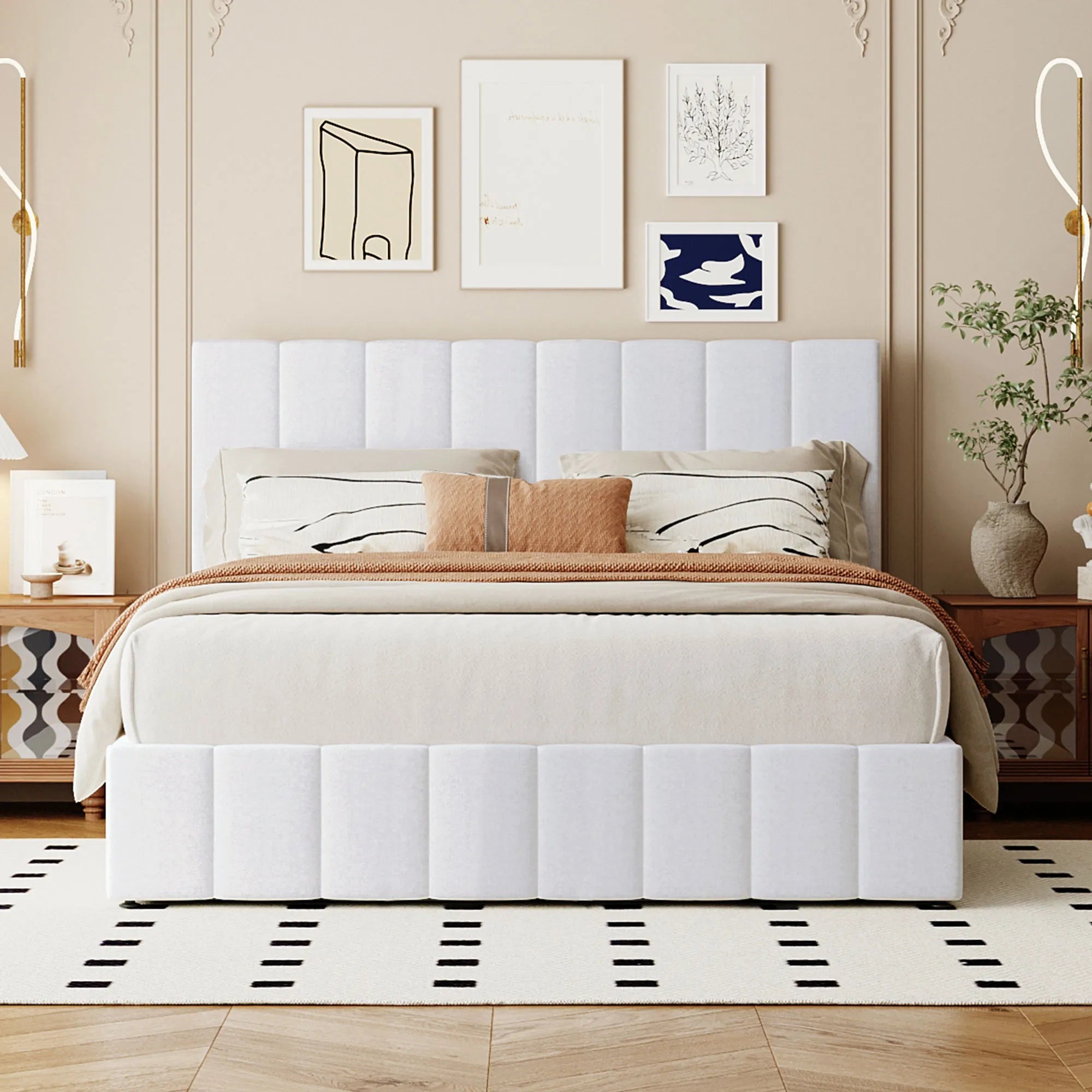 Adele – Upholstered Platform Bed with Hydraulic Storage