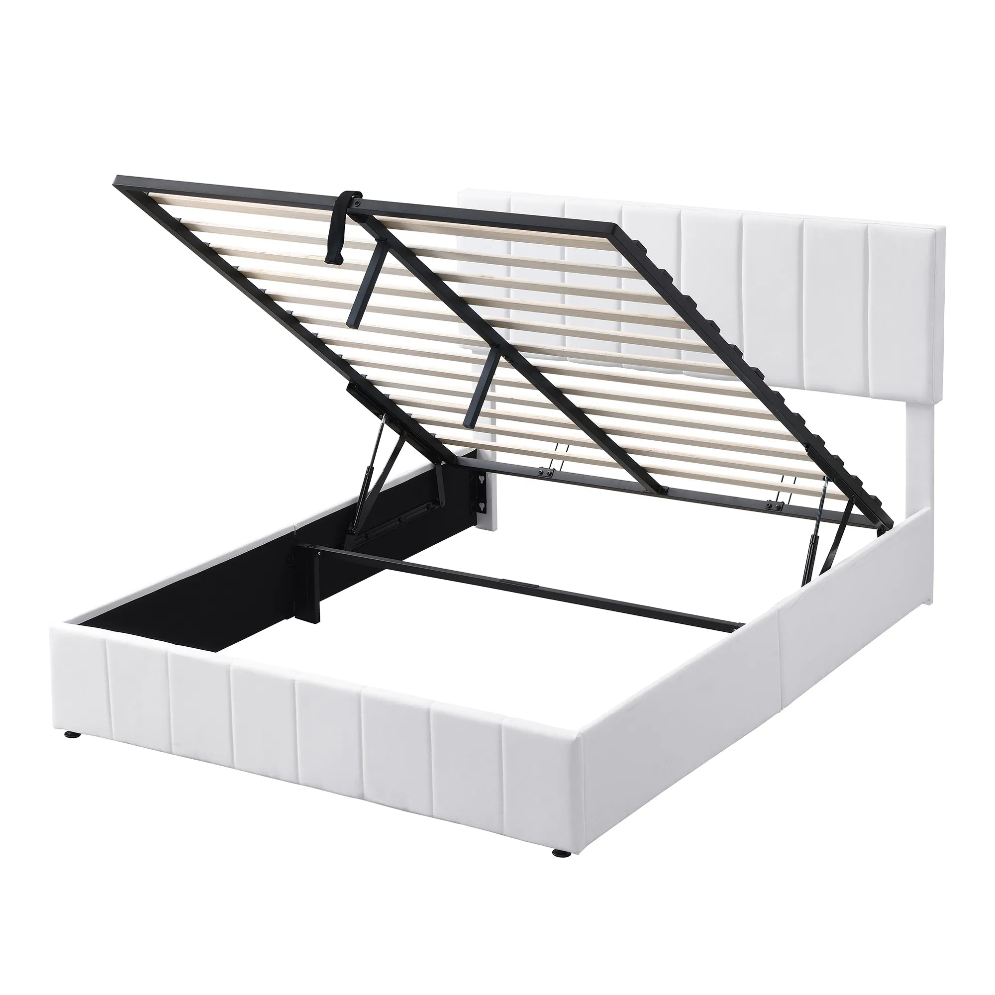 Adele – Upholstered Platform Bed with Hydraulic Storage