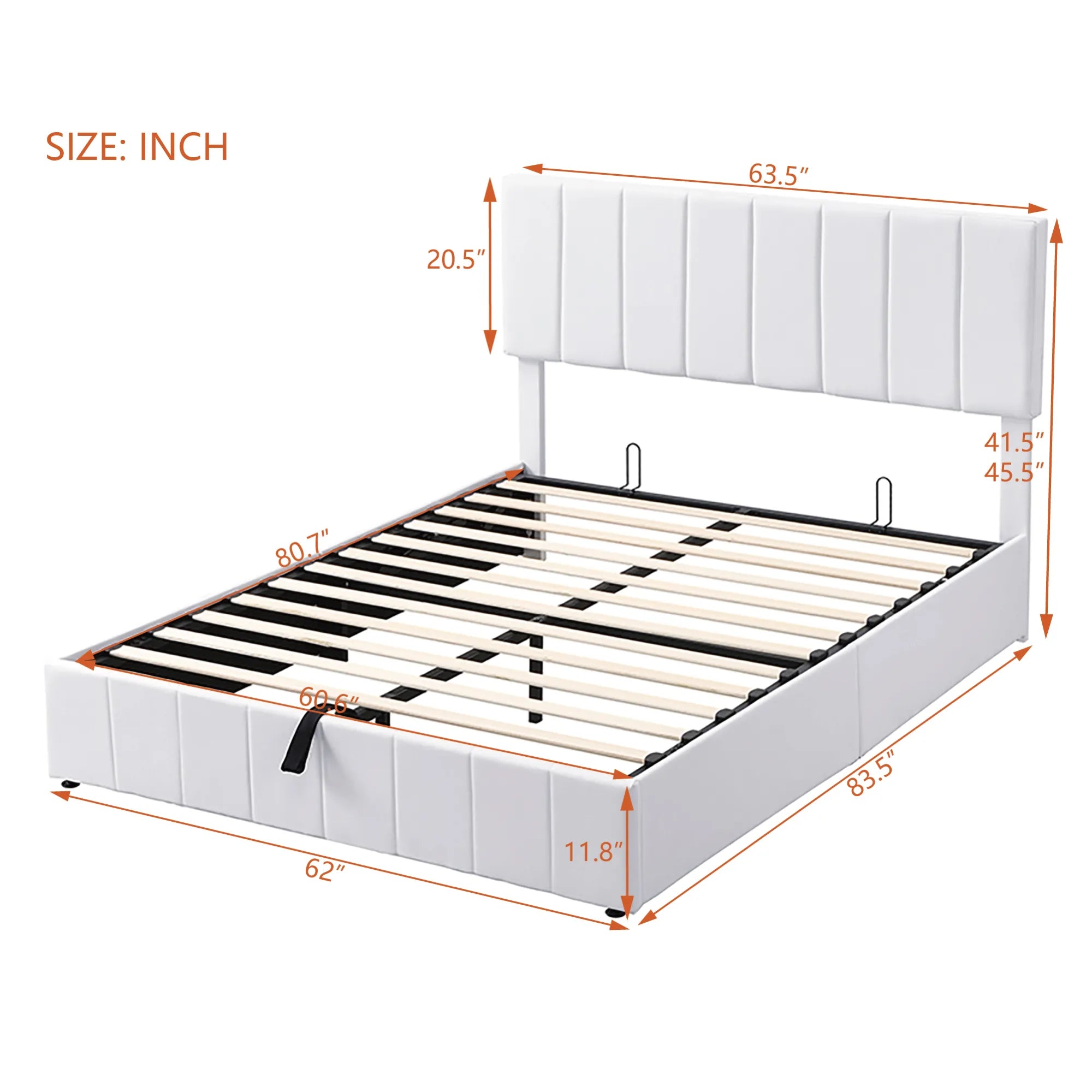 Adele – Upholstered Platform Bed with Hydraulic Storage