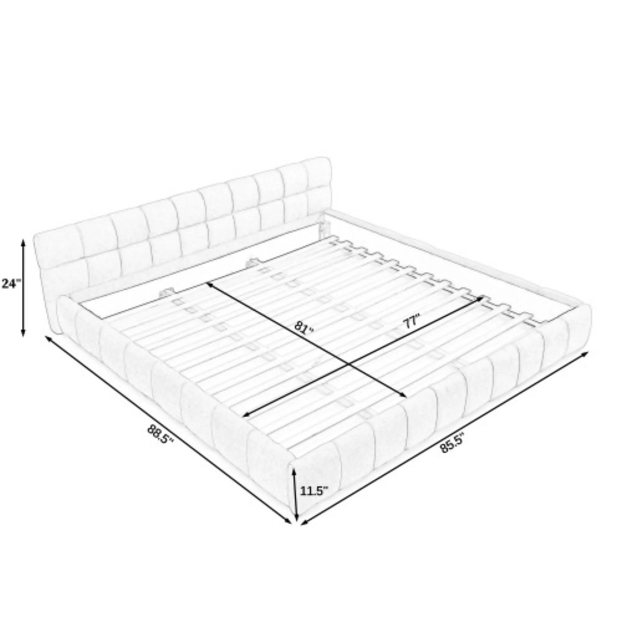 Aldora - Upholstered Grounded Bed Frame With Headboard