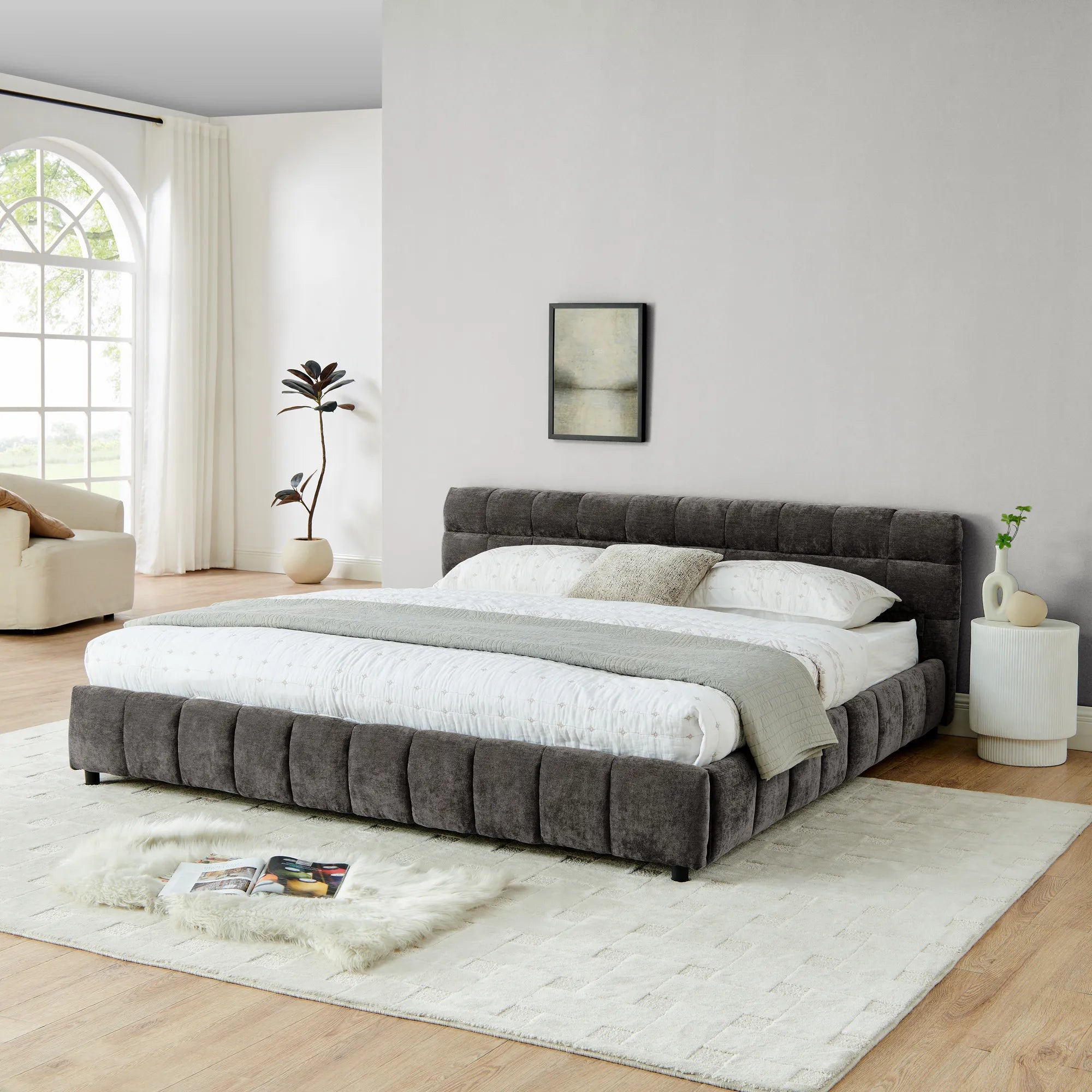 Aldora - Upholstered Bed Frame with Storage Drawer & Headboard