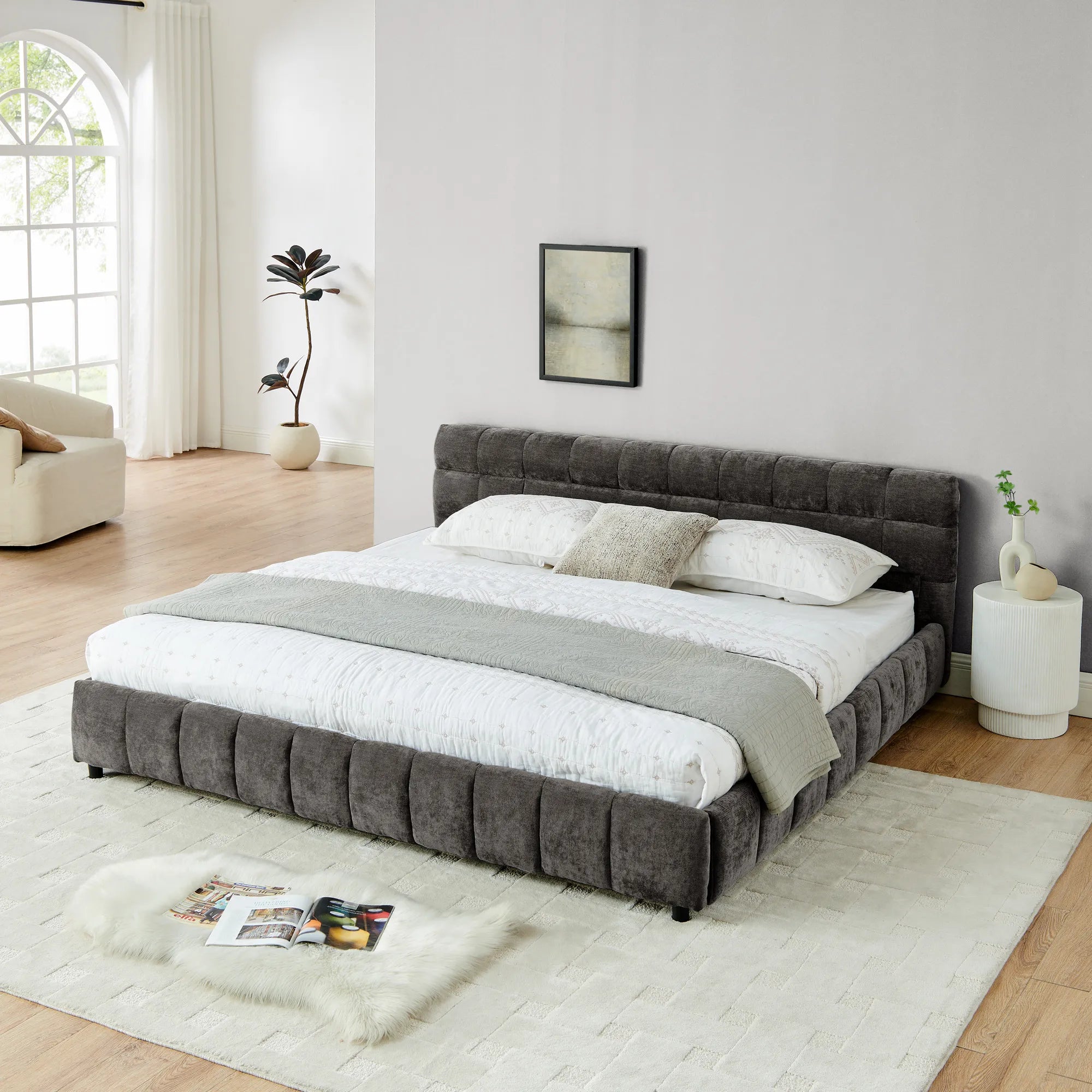 Aldora - Upholstered Bed Frame with Storage Drawer & Headboard
