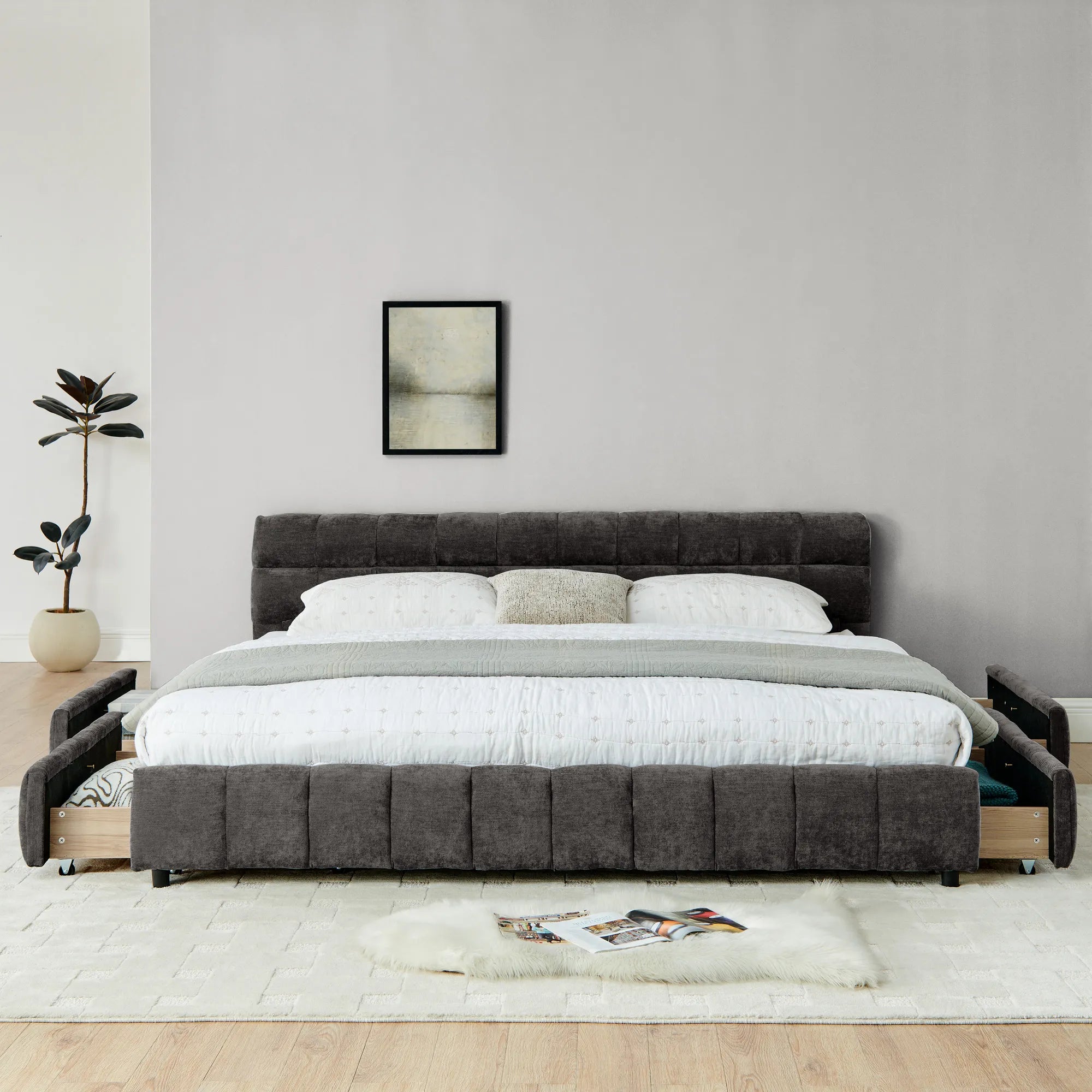 Aldora - Upholstered Bed Frame with Storage Drawer & Headboard