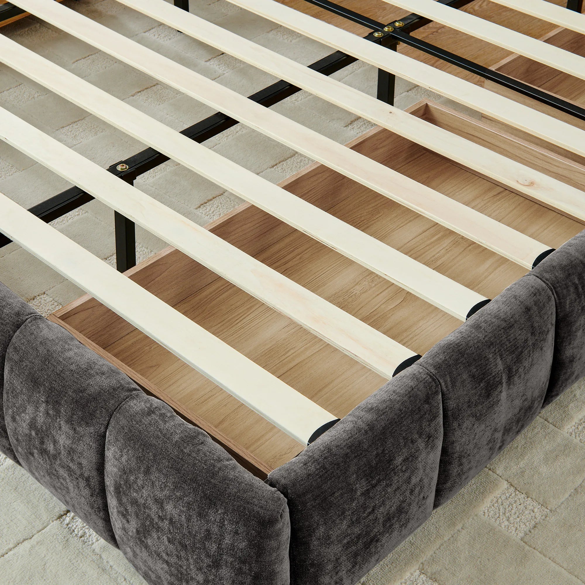 Aldora - Upholstered Bed Frame with Storage Drawer & Headboard