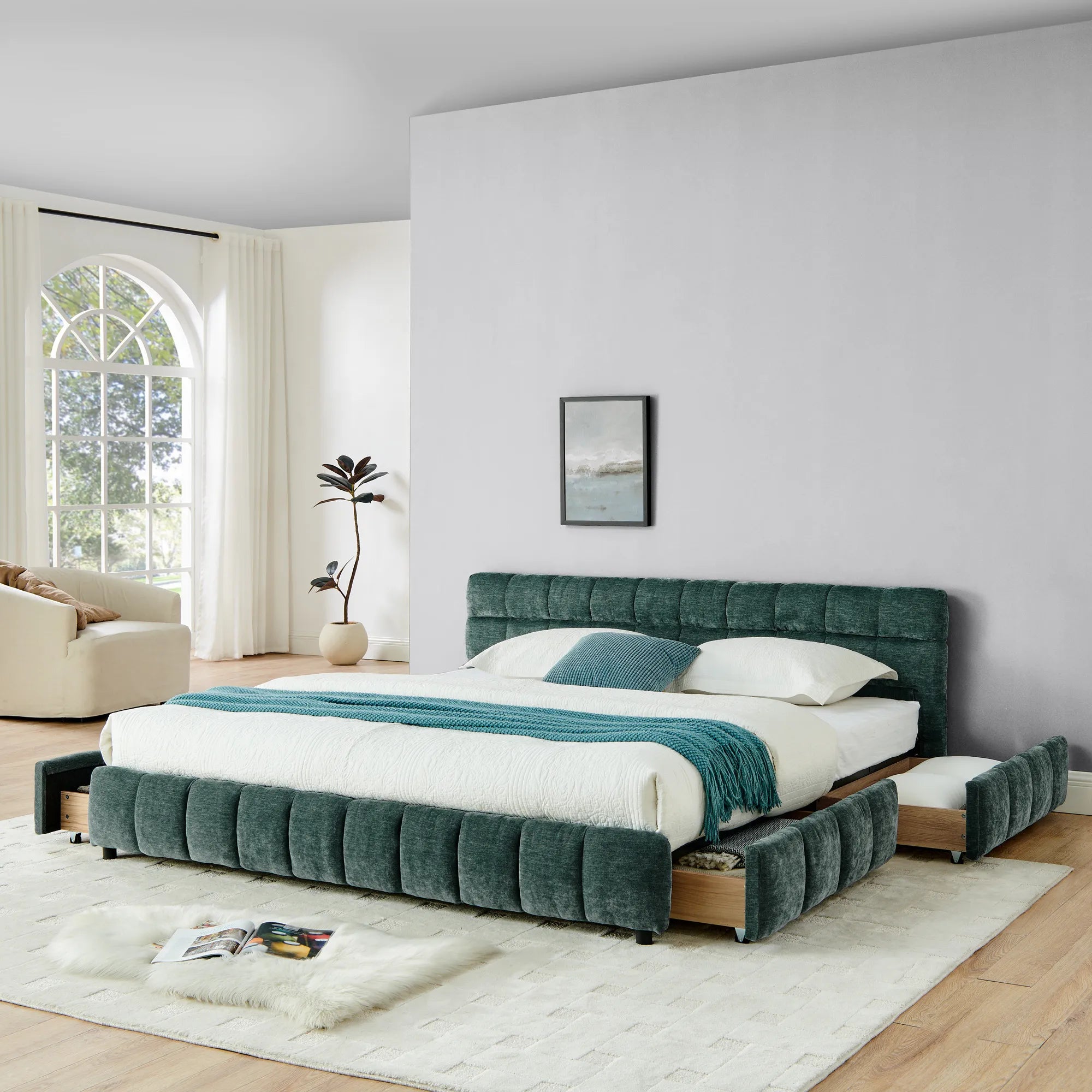 Aldora - Upholstered Bed Frame with Storage Drawer & Headboard