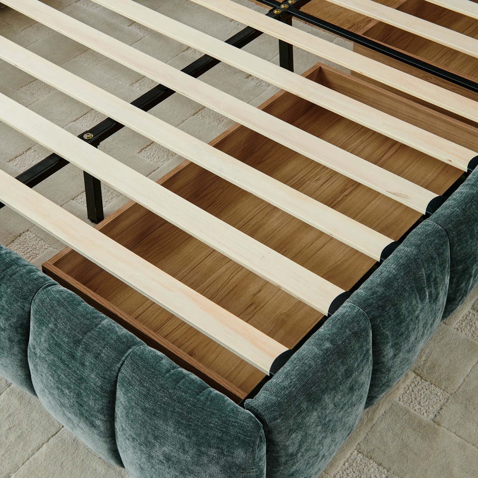 Aldora - Upholstered Bed Frame with Storage Drawer & Headboard