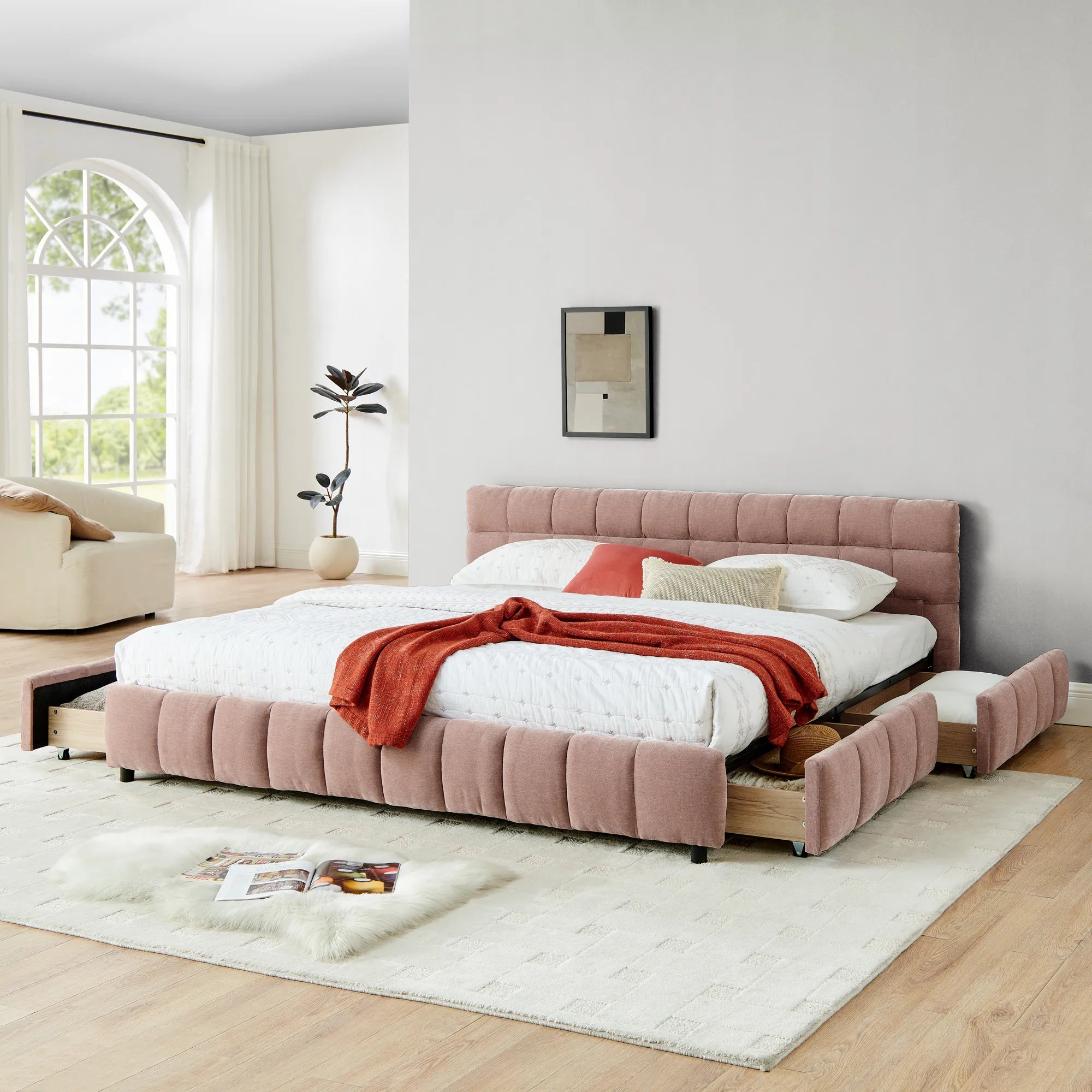 Aldora - Upholstered Bed Frame with Storage Drawer & Headboard