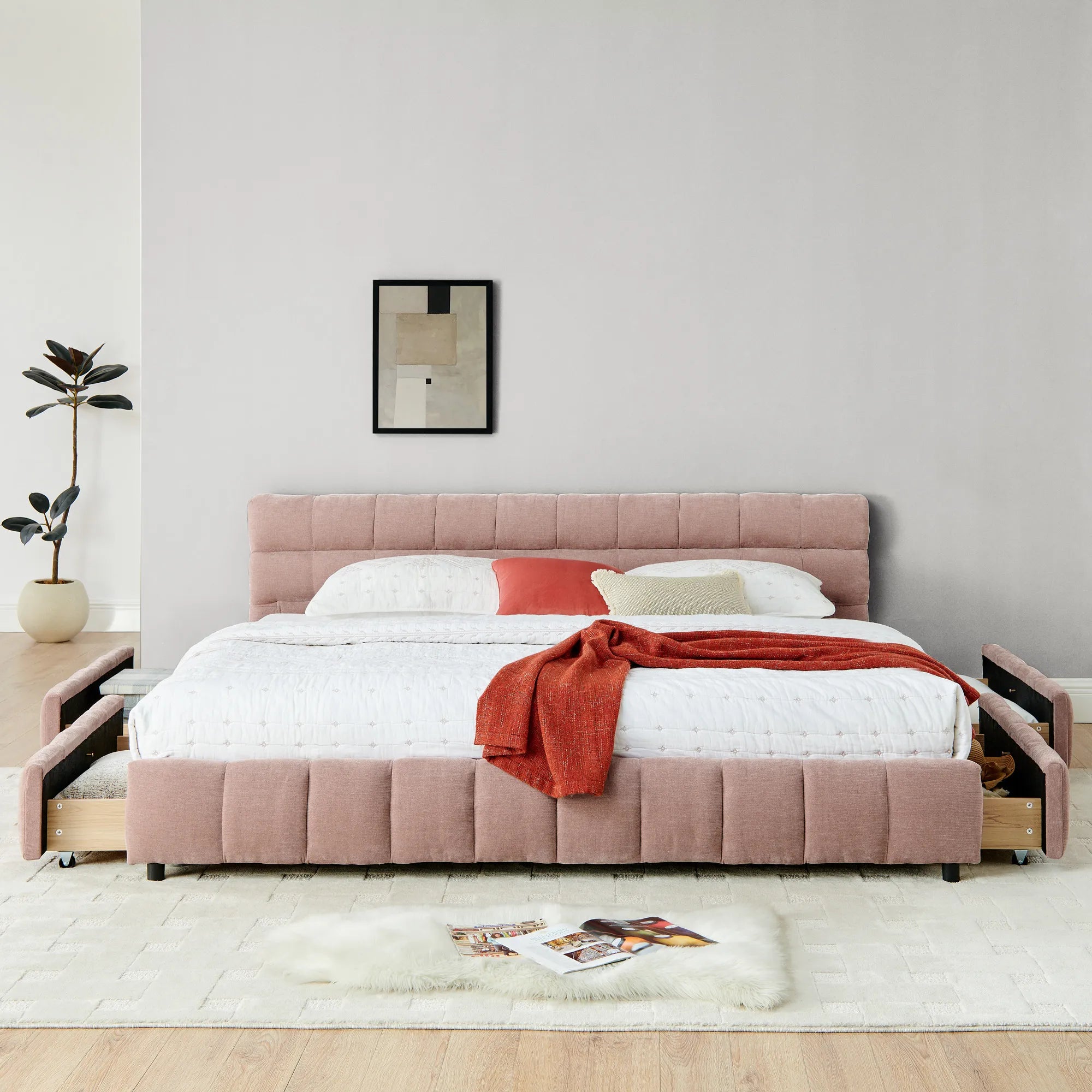 Aldora - Upholstered Bed Frame with Storage Drawer & Headboard