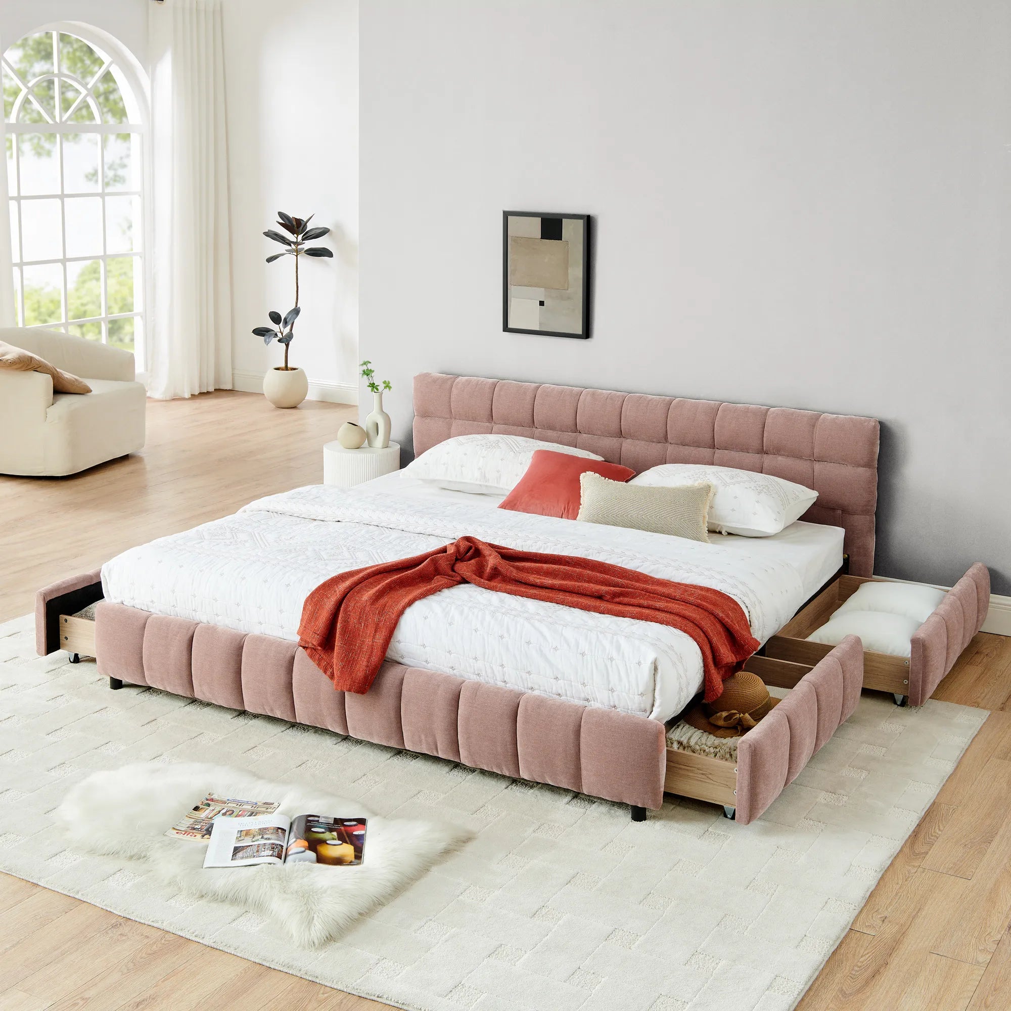 Aldora - Upholstered Bed Frame with Storage Drawer & Headboard
