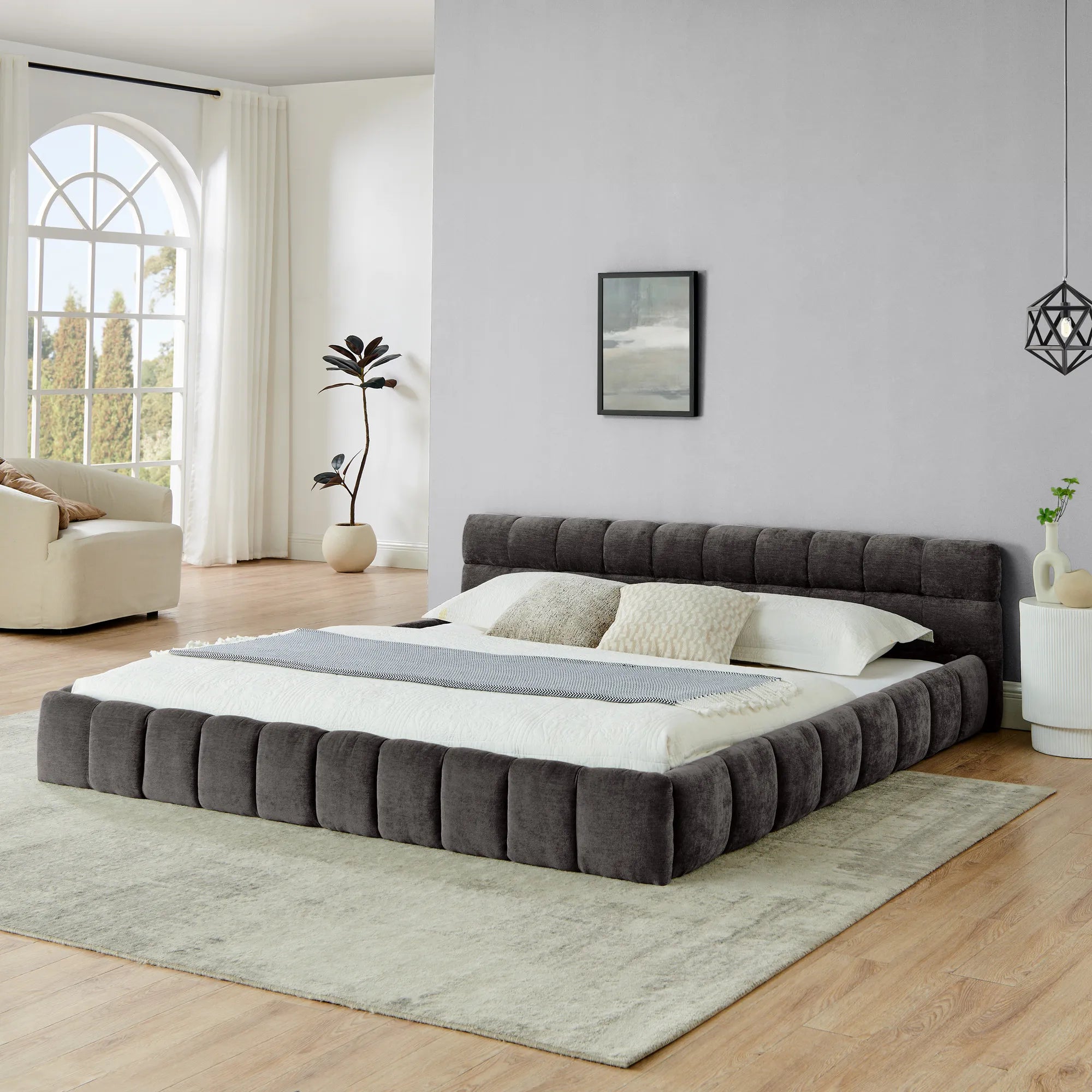 Aldora - Upholstered Grounded Bed Frame With Headboard