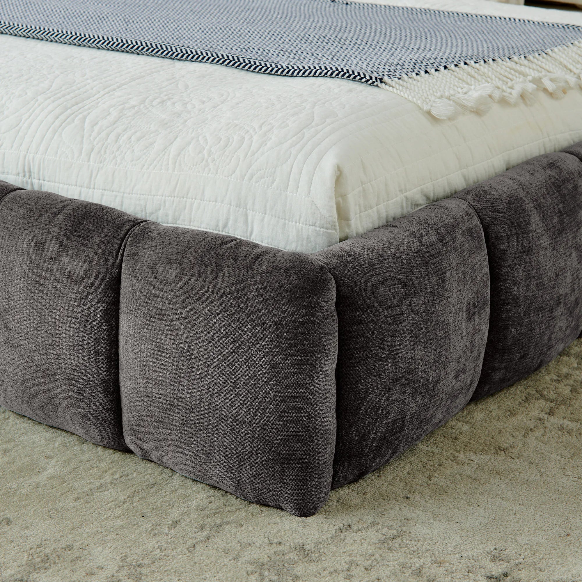 Aldora - Upholstered Grounded Bed Frame With Headboard