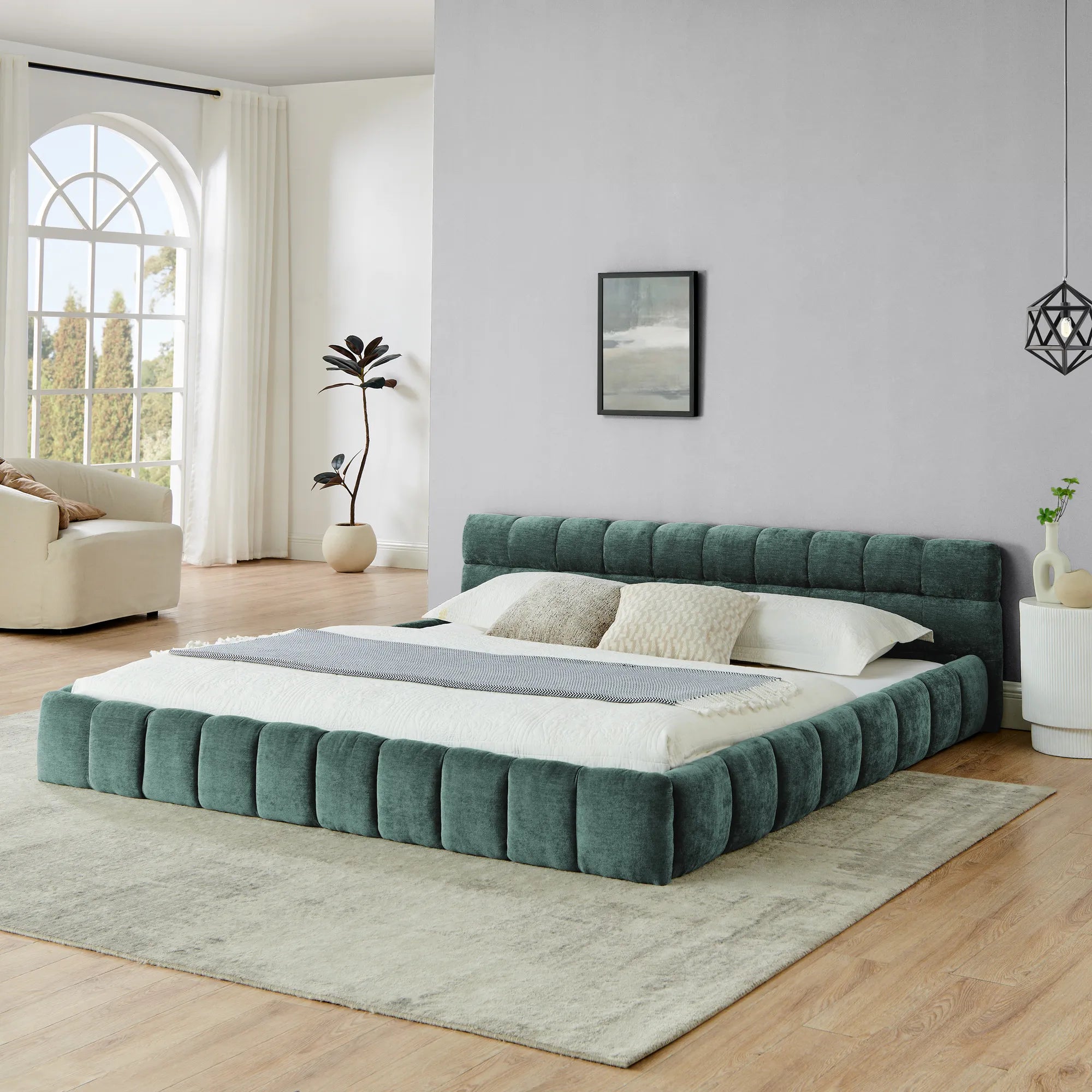 Aldora - Upholstered Grounded Bed Frame With Headboard