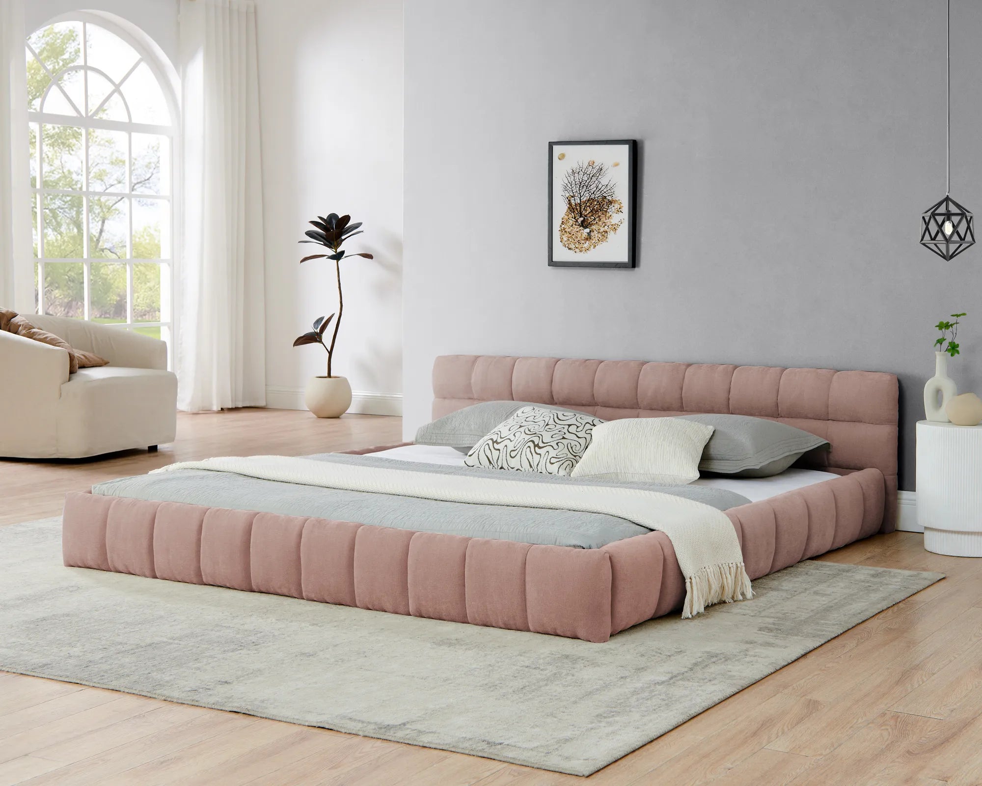 Aldora - Upholstered Grounded Bed Frame With Headboard